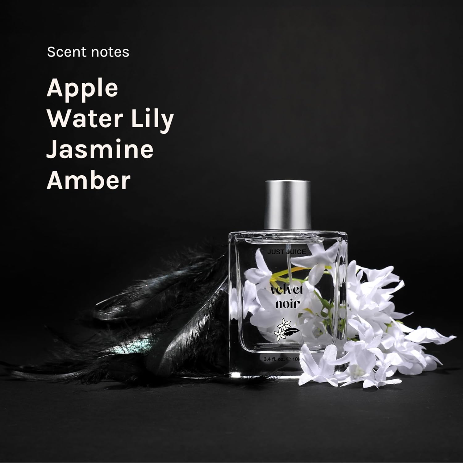 Just Juice Velvet Noir - Crisp Jasmine Perfume for Women and Men - Floral Musk Mini Travel Perfume with Apple, Rose, Geranium, Amber - 0.33 Oz image number 3