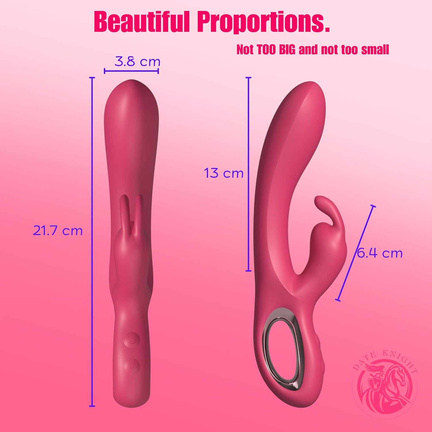 Date Knight Rabbit Vibrator Sex Toy for Women, Clitoris Stimulator & Internal Dildo, Curved Design for Intense Pleasure, Sex Toys for Women, Vibrators Female G-Spot Massager, Adult Toy image number 4