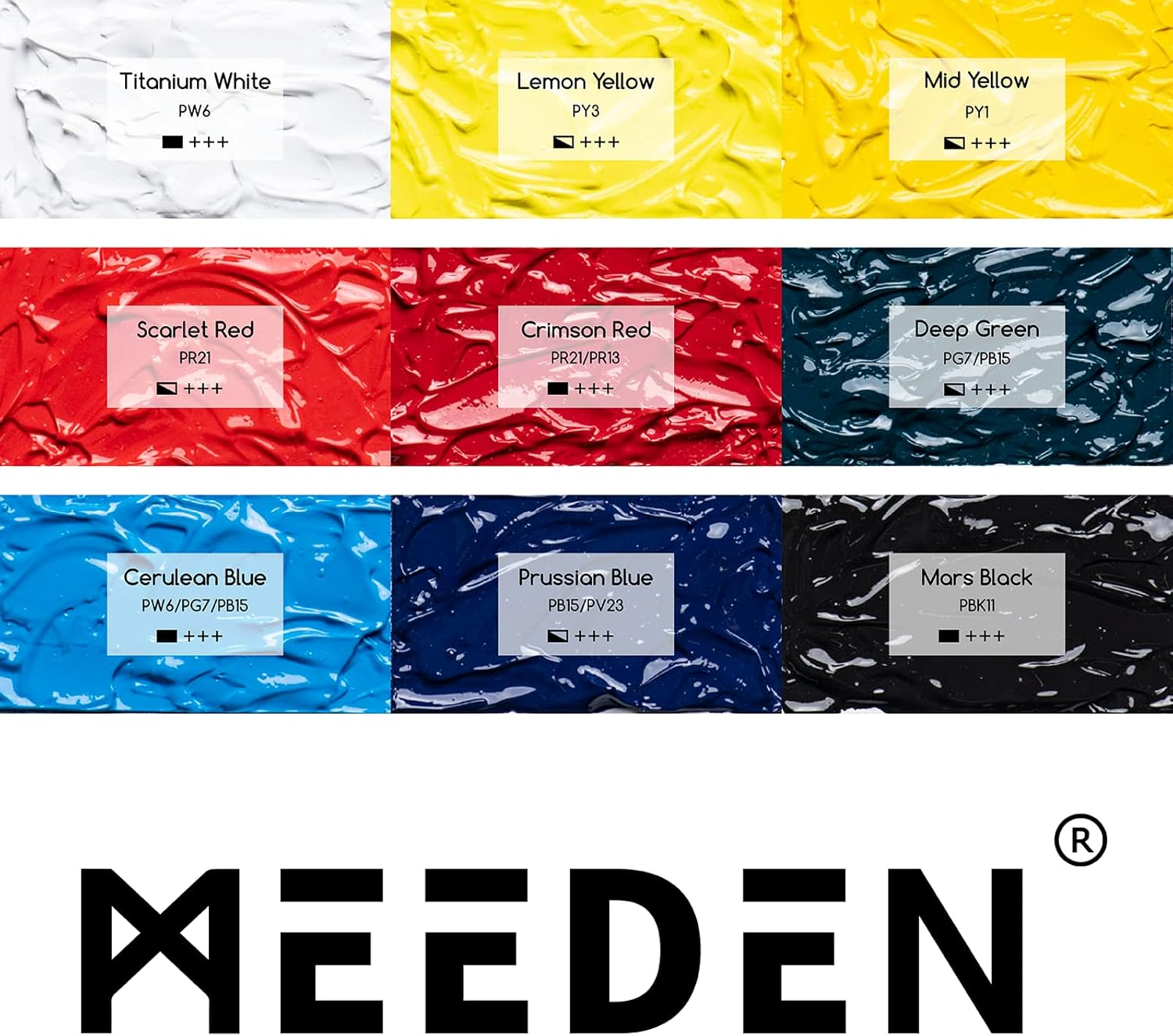 MEEDEN Professional Acrylic Paint Set - Artist Grade Acrylic Paints - Heavy Body Acrylic Paint Tubes - 60Ml X 9 Colors/Tubes