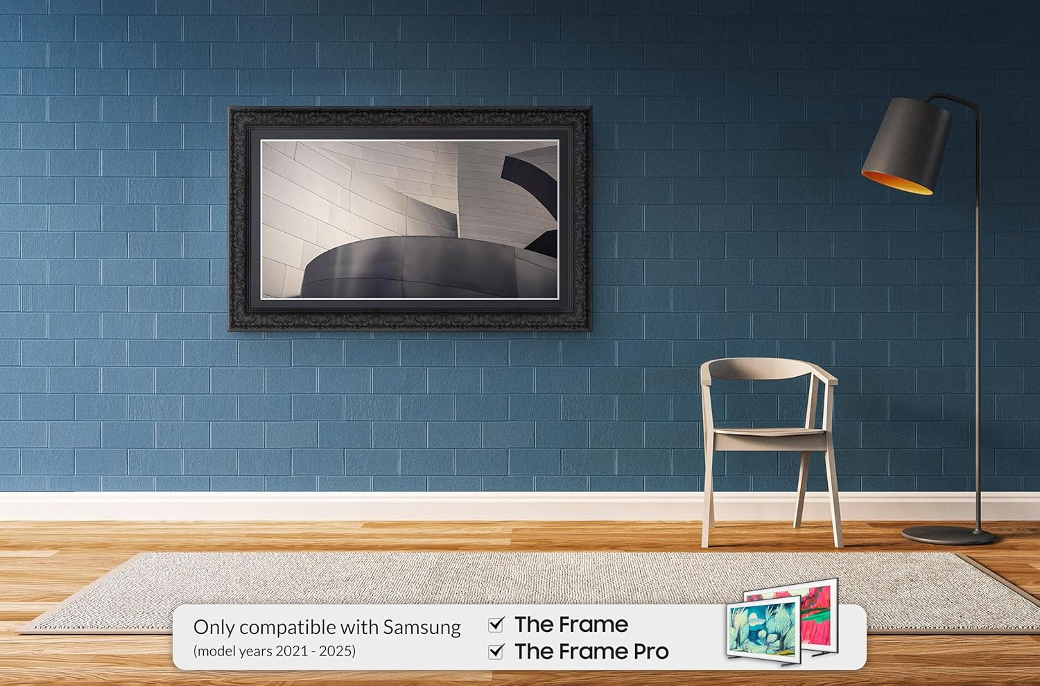 Deco TV Frames Tuscan Matte Black Compatible ONLY with Samsung the Frame TV (3", Color Chip)