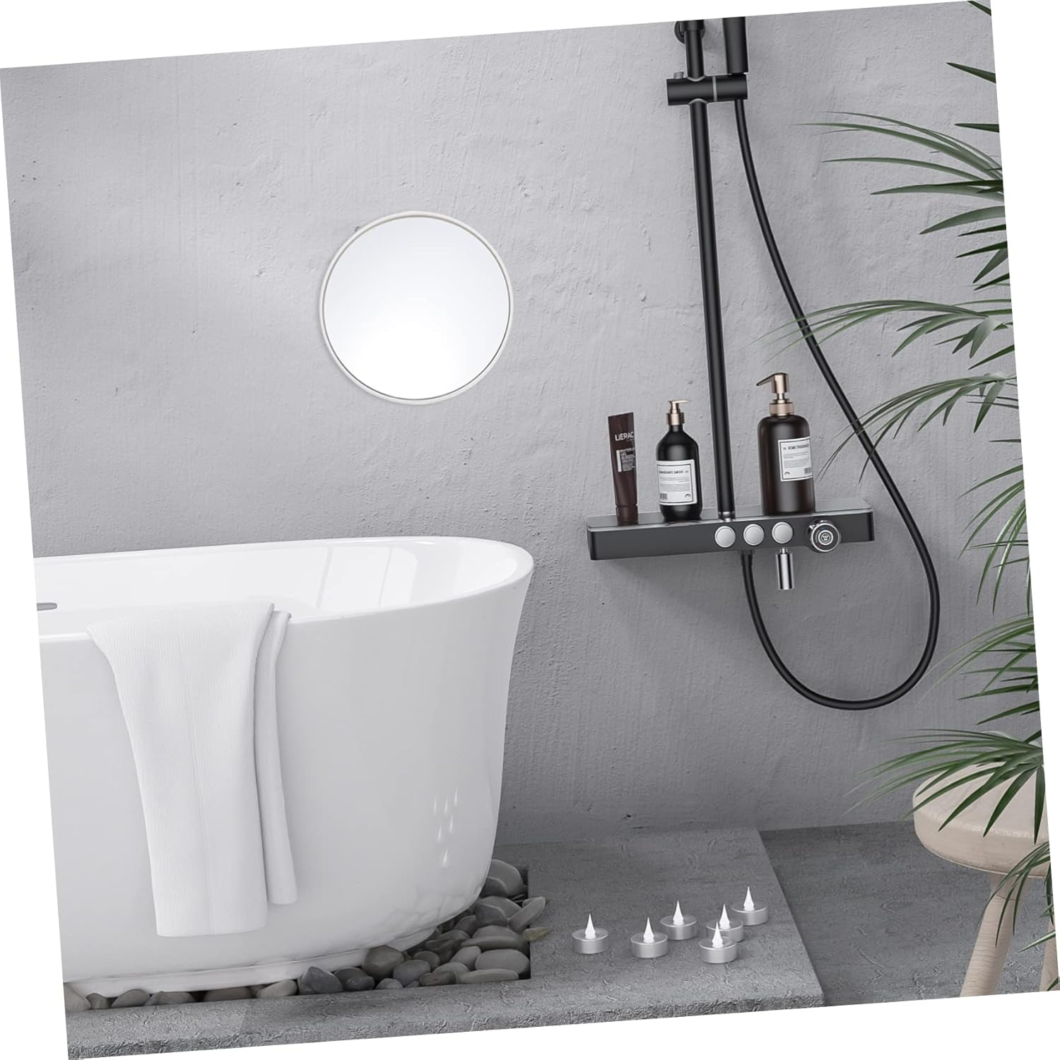 FRCOLOR Suction Cup Vanity Mirror round Mirror with Suction Cups Bathroom Makeup Mirror 10X Magnifying Mirrors Magnifying Suction Mirror Magnified Facial Silver Mirror White X7 Decorate image number 1