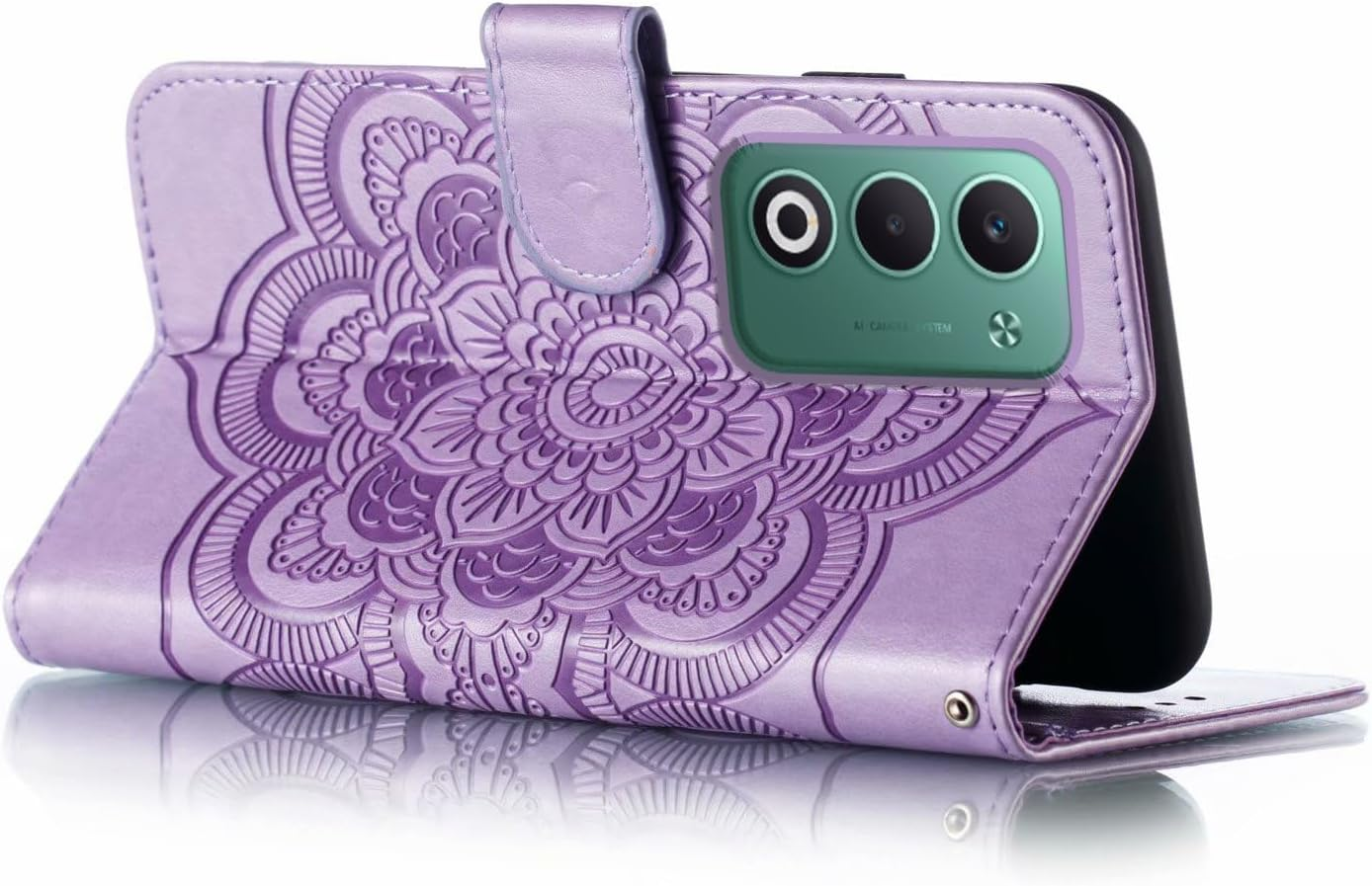 Shingtomua for Oppo A5 Case Wallet with Card Holder Kickstand Magnetic Soft Leather Flip Fold Cover for Oppo A5 5G (Purple) image number 2