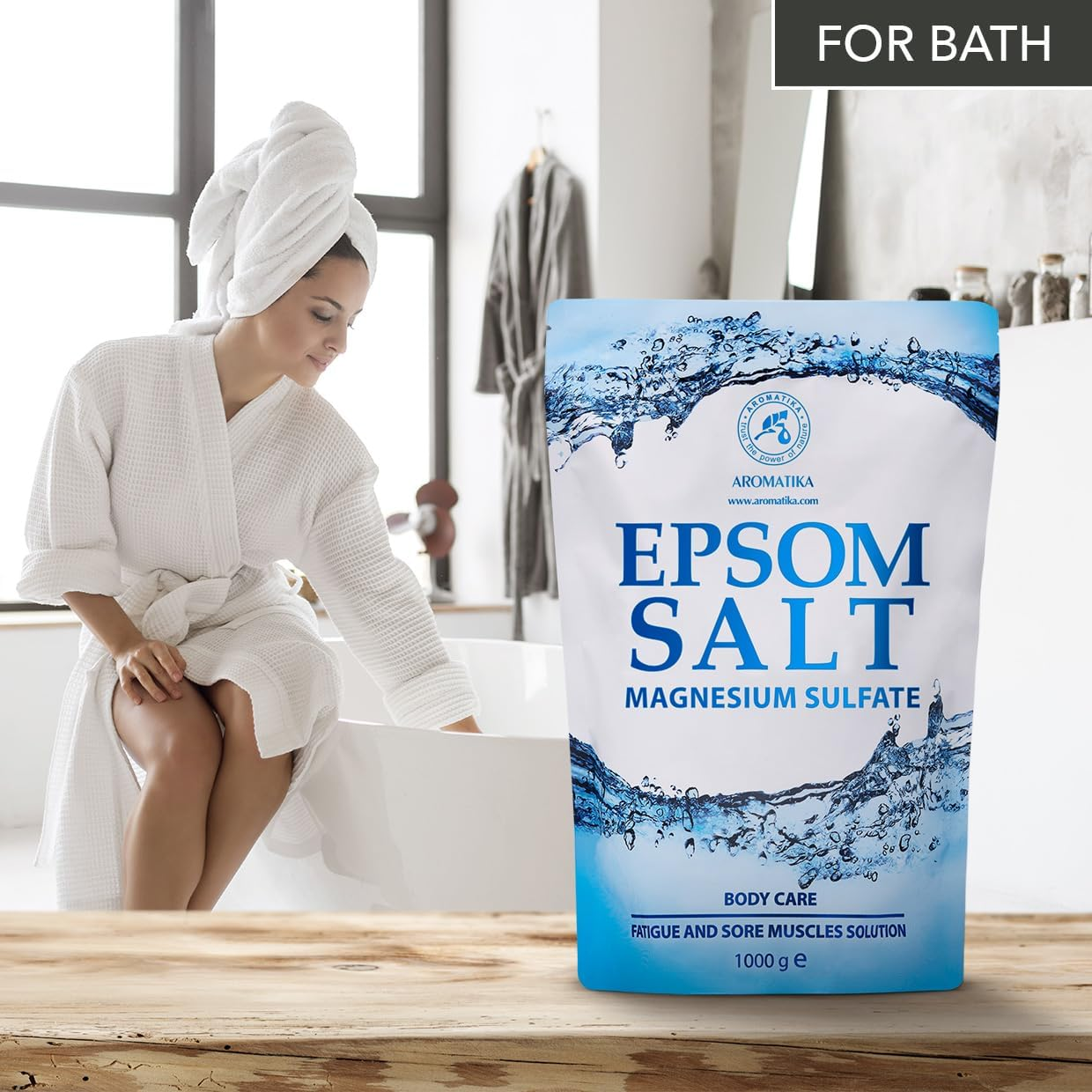 Epsom Salt Bath 1Kg - English Sea Salts for Soak - Relaxing - Good Sleep - Concentrated Magnesium Sulphate - Pure Epsom Salt - Muscle Relaxation and Skin Care image number 2