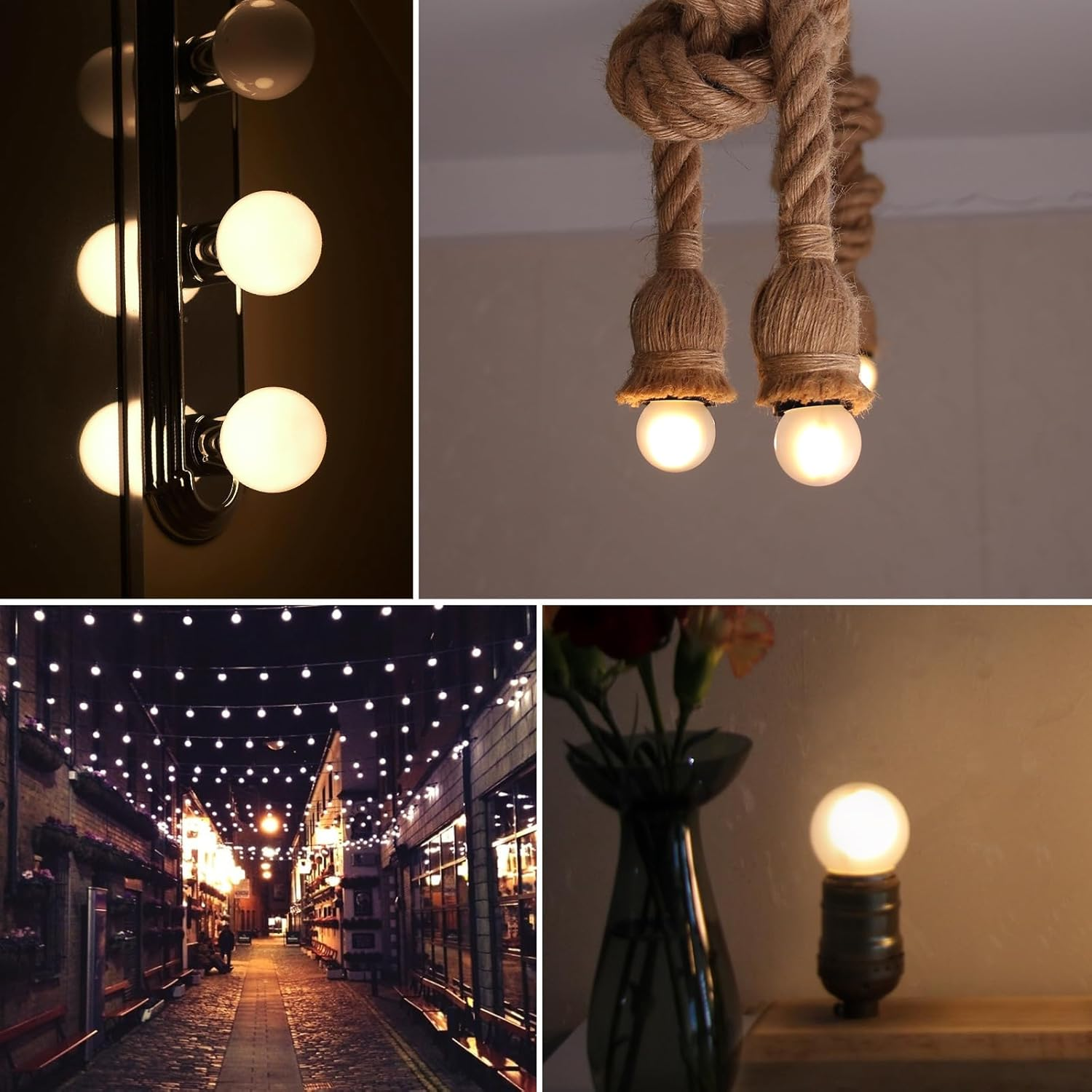 G40 Led Filament Bulb B22 Bayonet Base Globe Ball Lamp(220-240V) 1.5W Frosted Glass 2700K Warm White Pendant Antique Milky Bulbs 6Pack image number 3