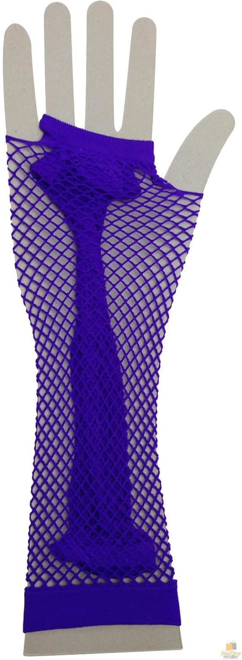 Women'S 70S 80S Elbow Length Fishnet Fingerless Gloves, Purple One Size image number 4