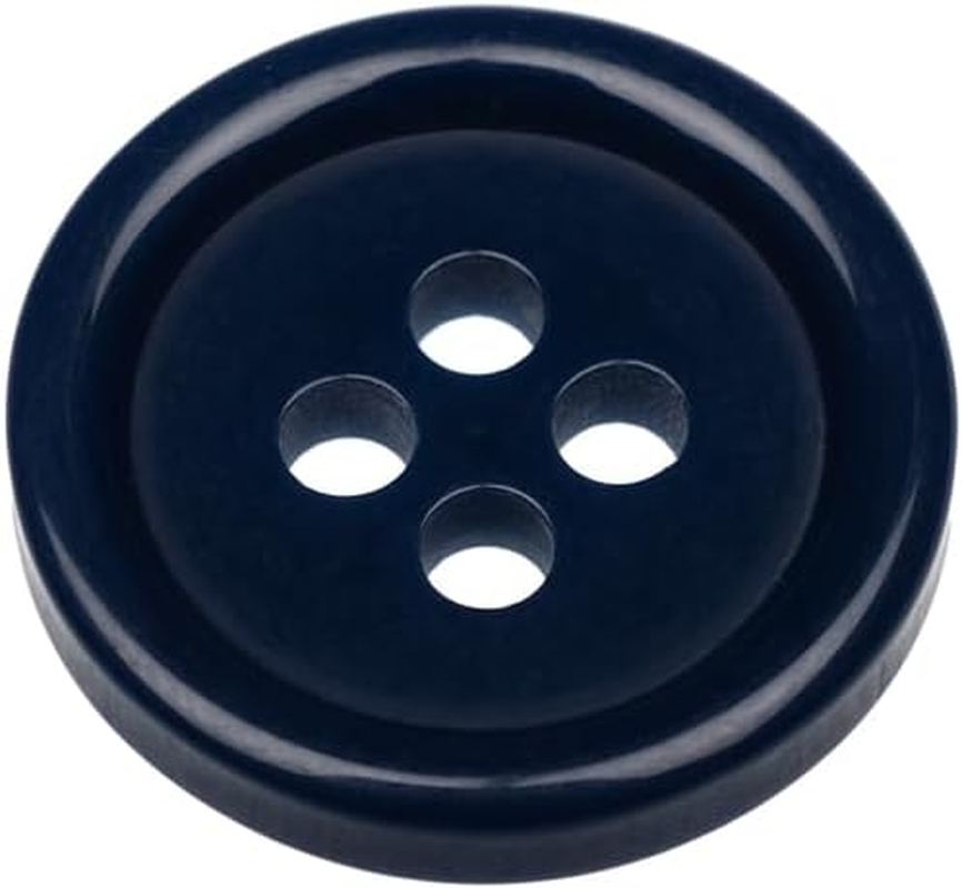 Pack of 24 Dark Blue Sew on 15Mm round Buttons Flat 4 Holes 24L 24 Ligne