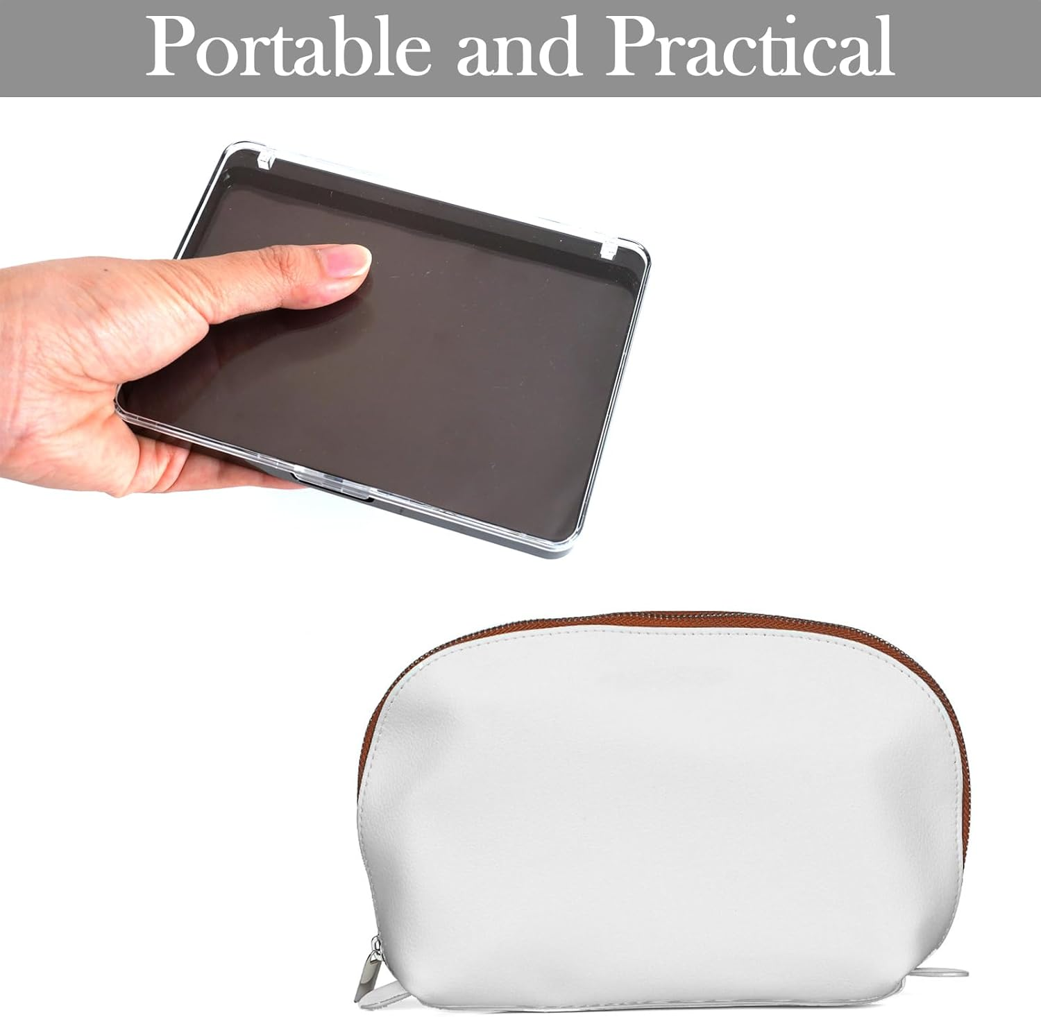 Wowled Magnetic Makeup Palette, Empty Eyeshadow Blush Highlighter Cosmetics Case Holder Tray (Black (Clear Lid), 14X10Cm - Palette Only) image number 1