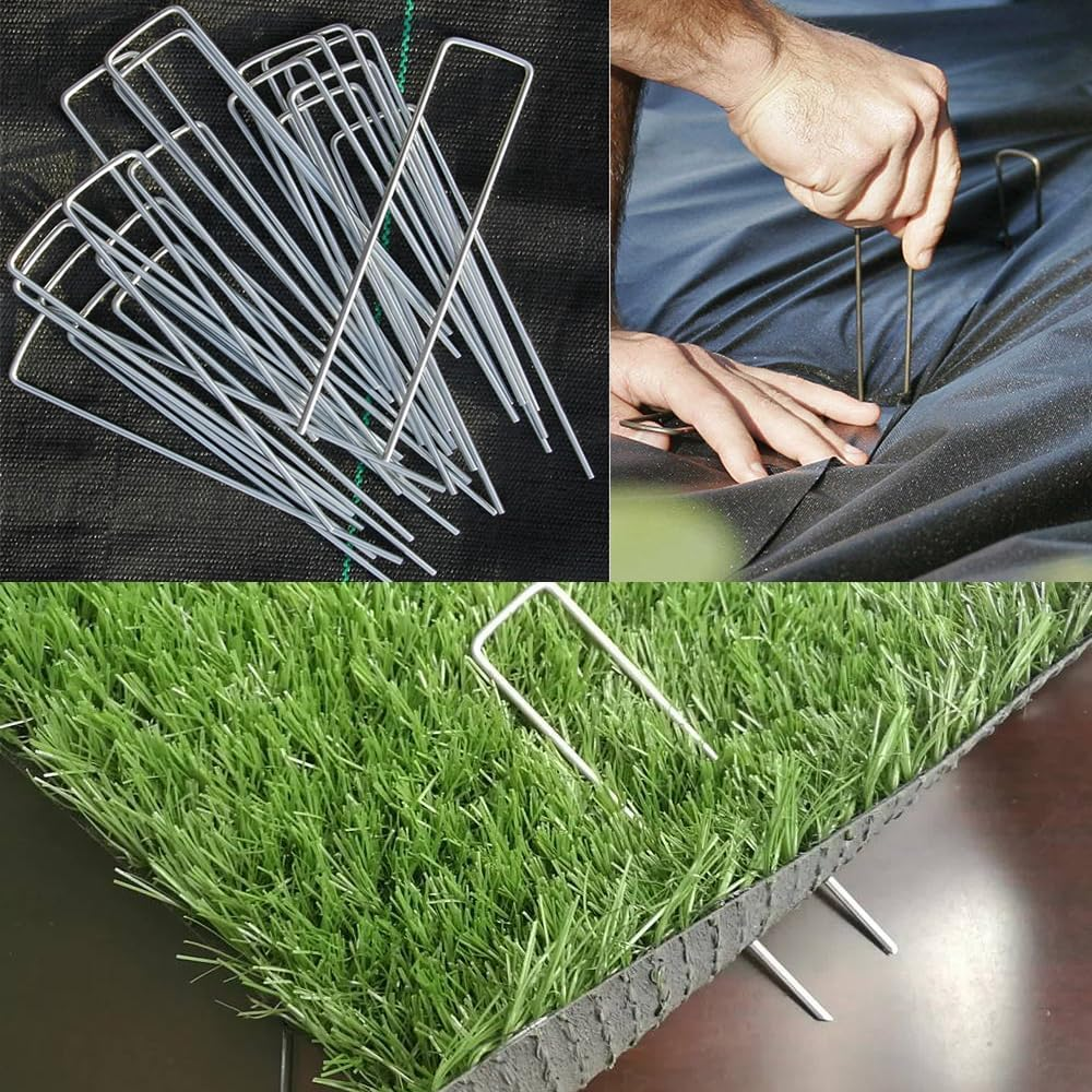 Landscape Staples 6 Inch 50 Pack Garden Stakes Galvanized Lawn Stake U-Type Turf Staples for Weed Barrier Fabric Holding Fence Rust Proof Sod Pins Stakes for Securing Netting Ground Sheets image number 3