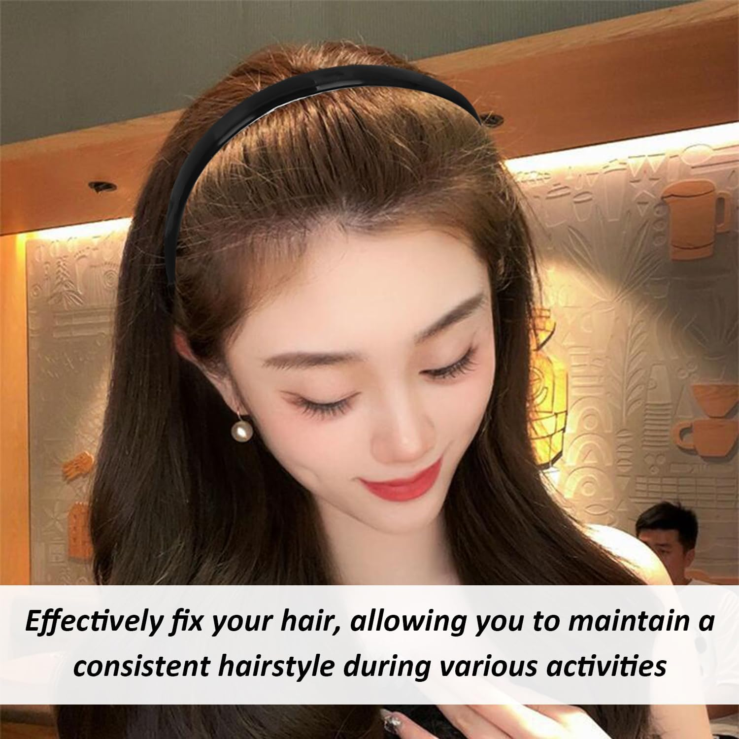 Pack of 4 Black Headband with Dentist Headband, Simple and Stylish, Slider Plastic Headdress for Women, Hairstyle Decoration for Men and Women image number 2