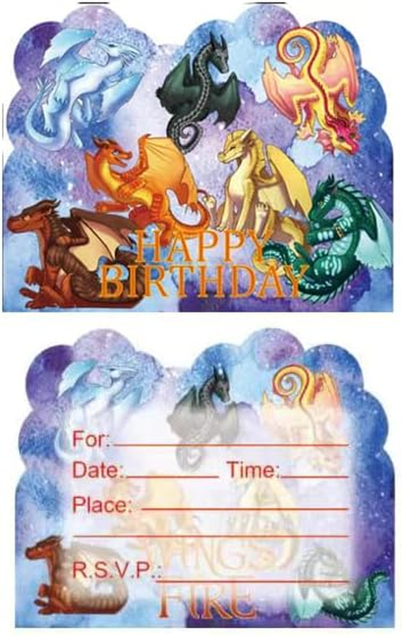 20 Pcs Wings of Fire Birthday Party Invitation Cards for Kids Birthday Party Supplies image number 1