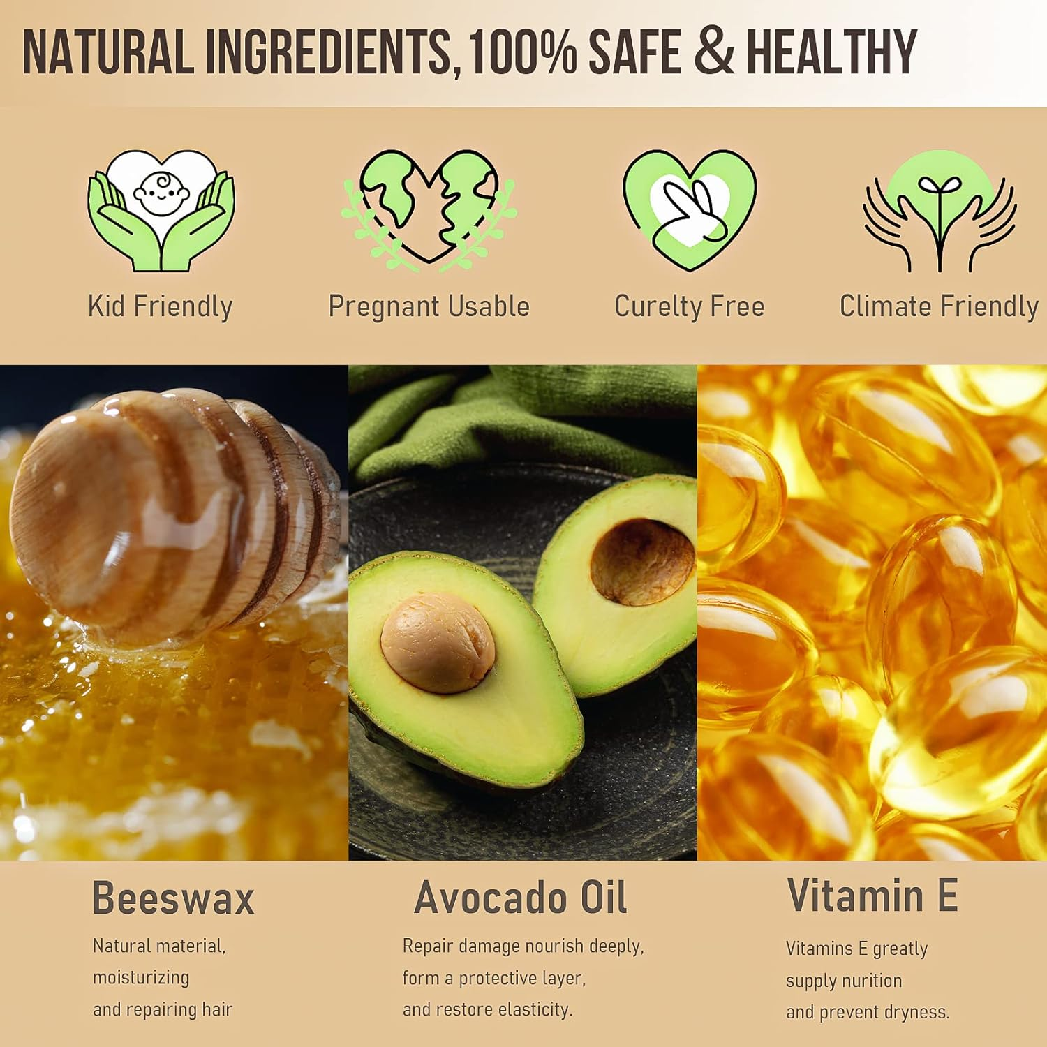 SOVONCARE Hair Wax Stick for Wigs, Bed Head Stick Edge Control Slick Stick Hair Pomade Stick Non-Greasy Styling Wax, Long Lasting, Strong Hold Temporary Hair Styling Product for Edge Frizz Hair 2.7 Oz (Pack of 3) image number 5