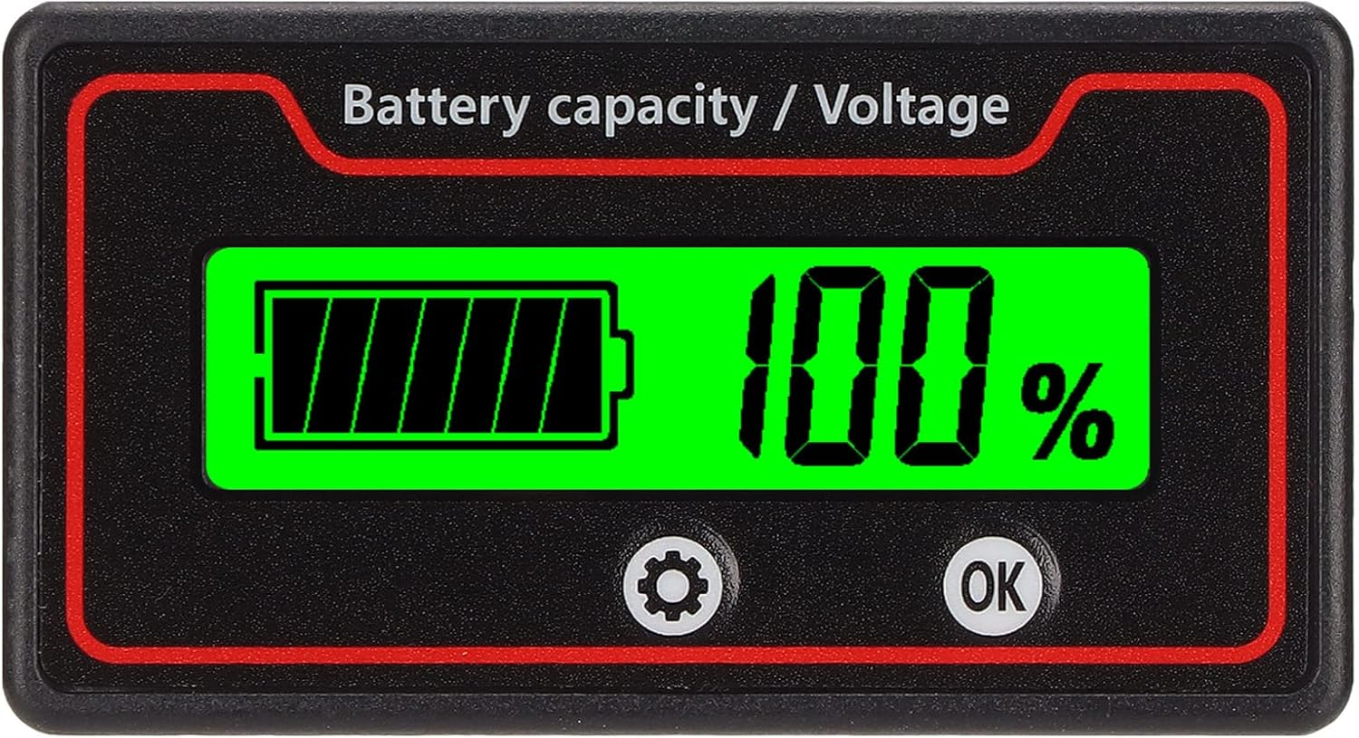 12-84V Battery Capacity Indicator Voltage Meter, Battery Monitor Battery Power Indicator Panel for Electric Vehicle Battery Packs, Etc (Green Light)