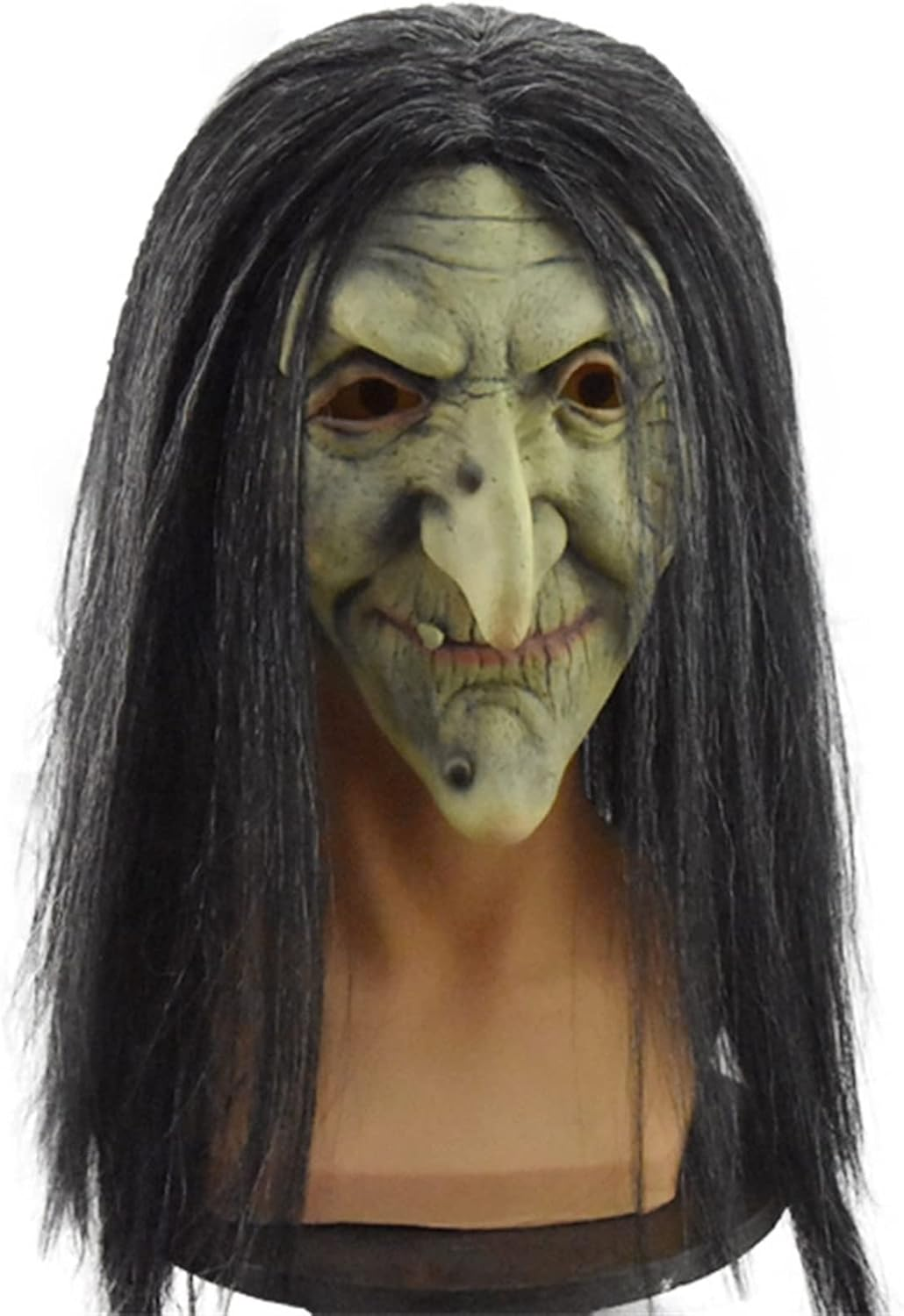 Witch Mask, Horror Witch Mask with Hair Halloween Old Women Scary Latex Witch Mask Cosplay Costume Party Prop (Color : A, Size : One Size) - B image number 5
