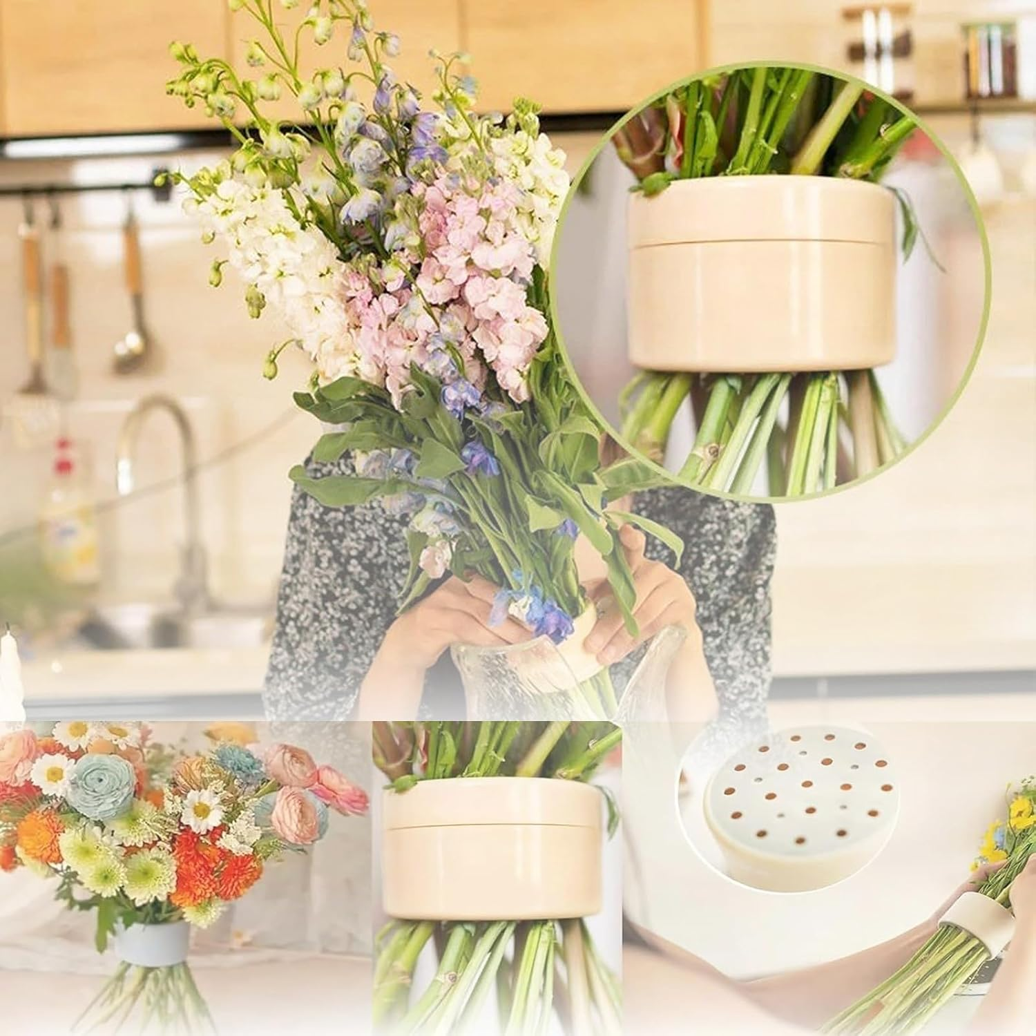 Zakora Spiral Ikebana Stem Holder Flower Arrangement Set of 2 Spiral Stem 1 Leaf Stripping Tool for Flower Arrangements Home Floral Art（Transparent） image number 2