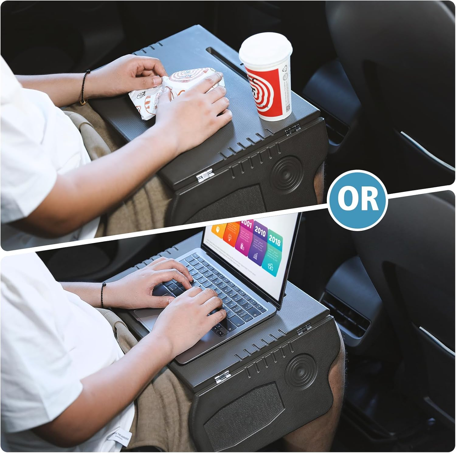 Goanywheel Car Desk Steering Wheel Tray, Foldable Car Table Tray, Steering Wheel Desk for Eating and Traveling, Upgraded Design image number 1