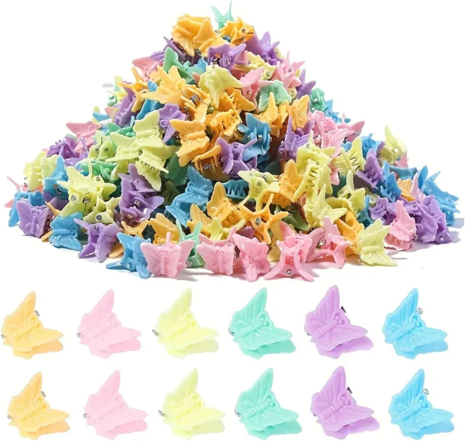 Mini Butterfly Hair Clips 50Pc - Pastel Hair Claw Clips 90S Y2K Inspired 50Pc Assorted Colours image number 3