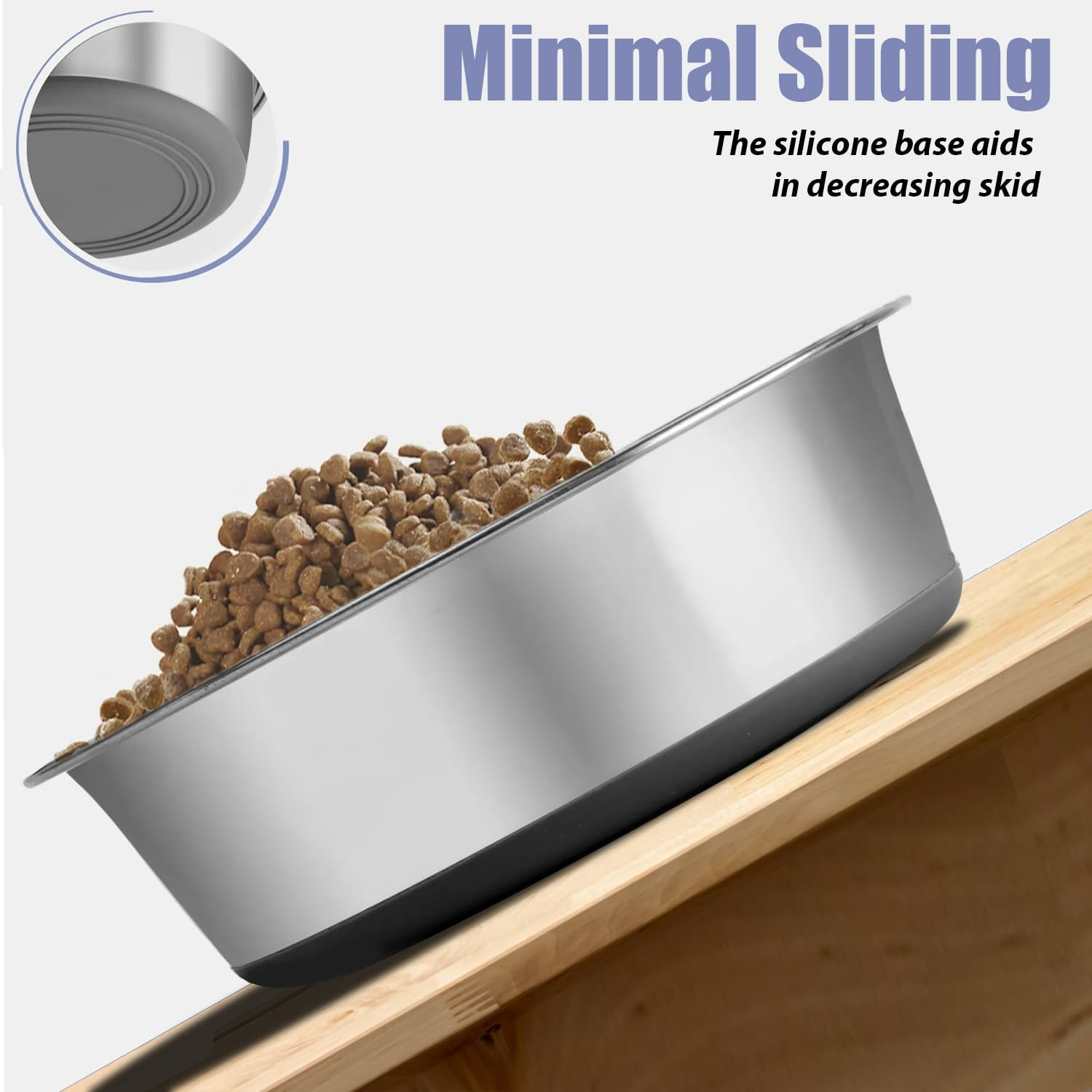 Stainless Steel Dog Bowl Set Metal Dog Bowls - Heavy-Duty with Non-Slip Rubber Base, Food Grade, Rust Resistant for Small to Medium Dogs, Easy to Clean and Dishwasher Safe (0.9 Litre Each, Set of 2) image number 3