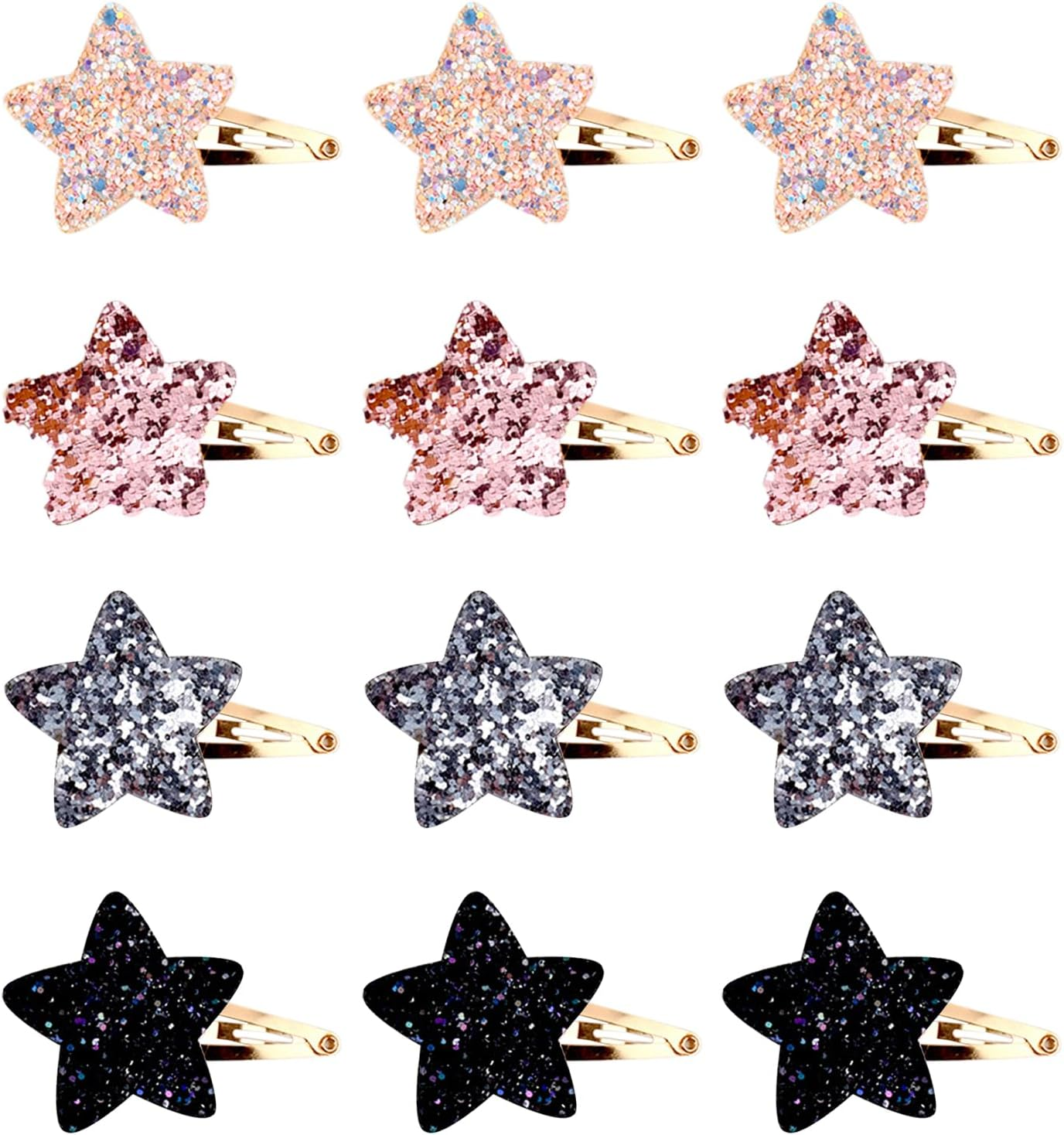 Pack of 12 Star Hair Clips, Shiny Kids Hair Clips, Cute Simple Hair Clips, Y2K Style Hair Clips, Hairstyle Decoration Hair Clips image number 2