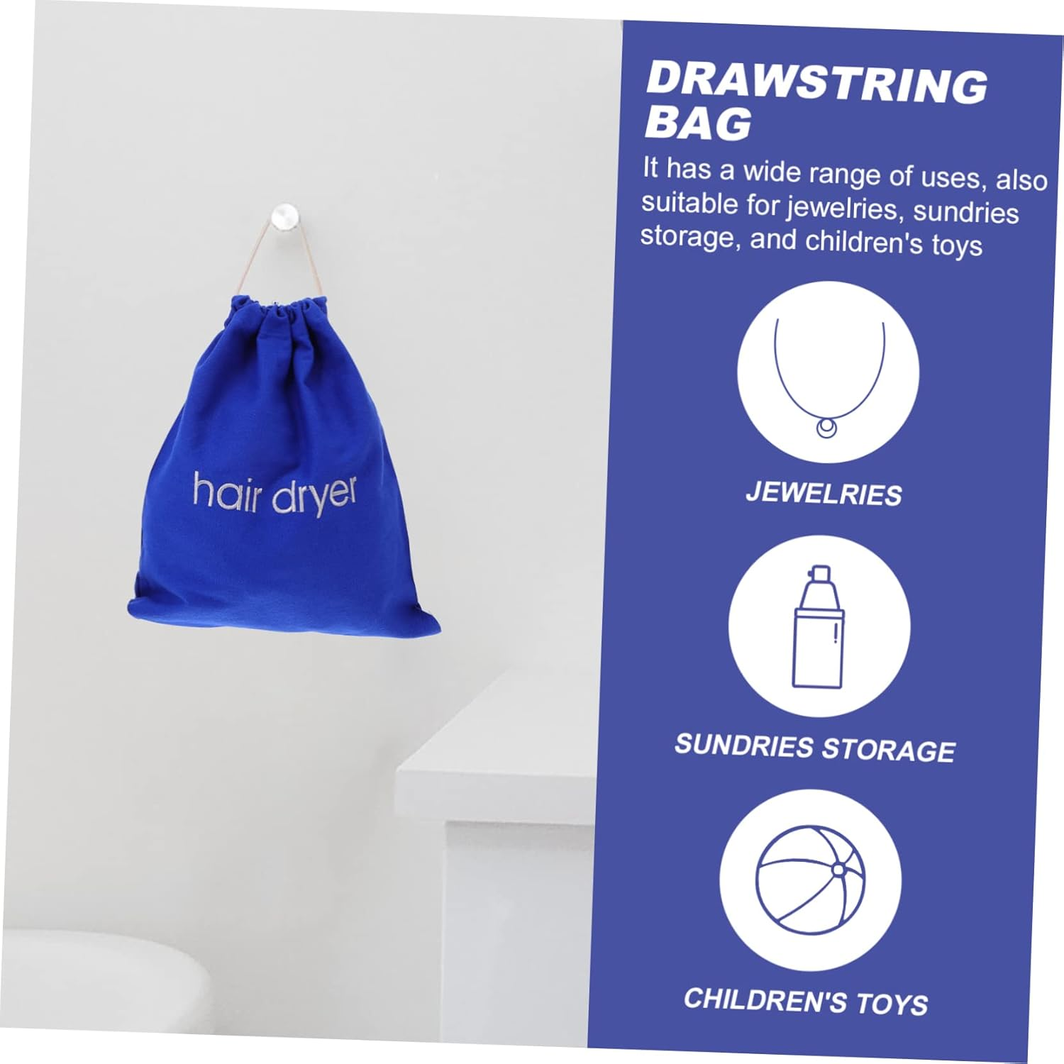 LOLIPPYY Canvas Tote Bag for Hair Dryer Storage Reusable Travel Pouch Easy Zipper Closure Wall Mountable Dustproof Hair Dryer Container