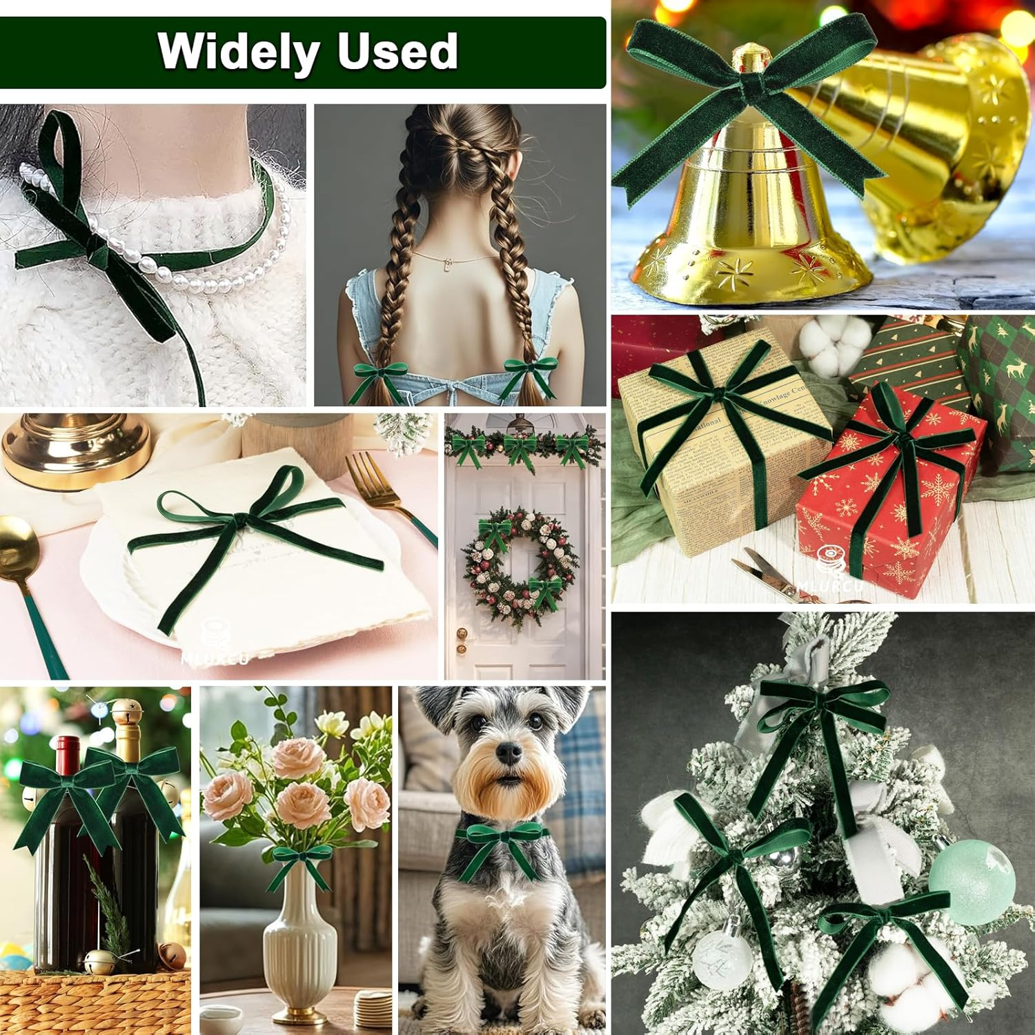 YQQZQ Vintage Velvet Ribbon, 10Mmwidth 22M Length,Ldeal for Gift Wrapping Craft Hairchoker Wrap Gifts for Mother'S Day (Green) - Golden image number 5