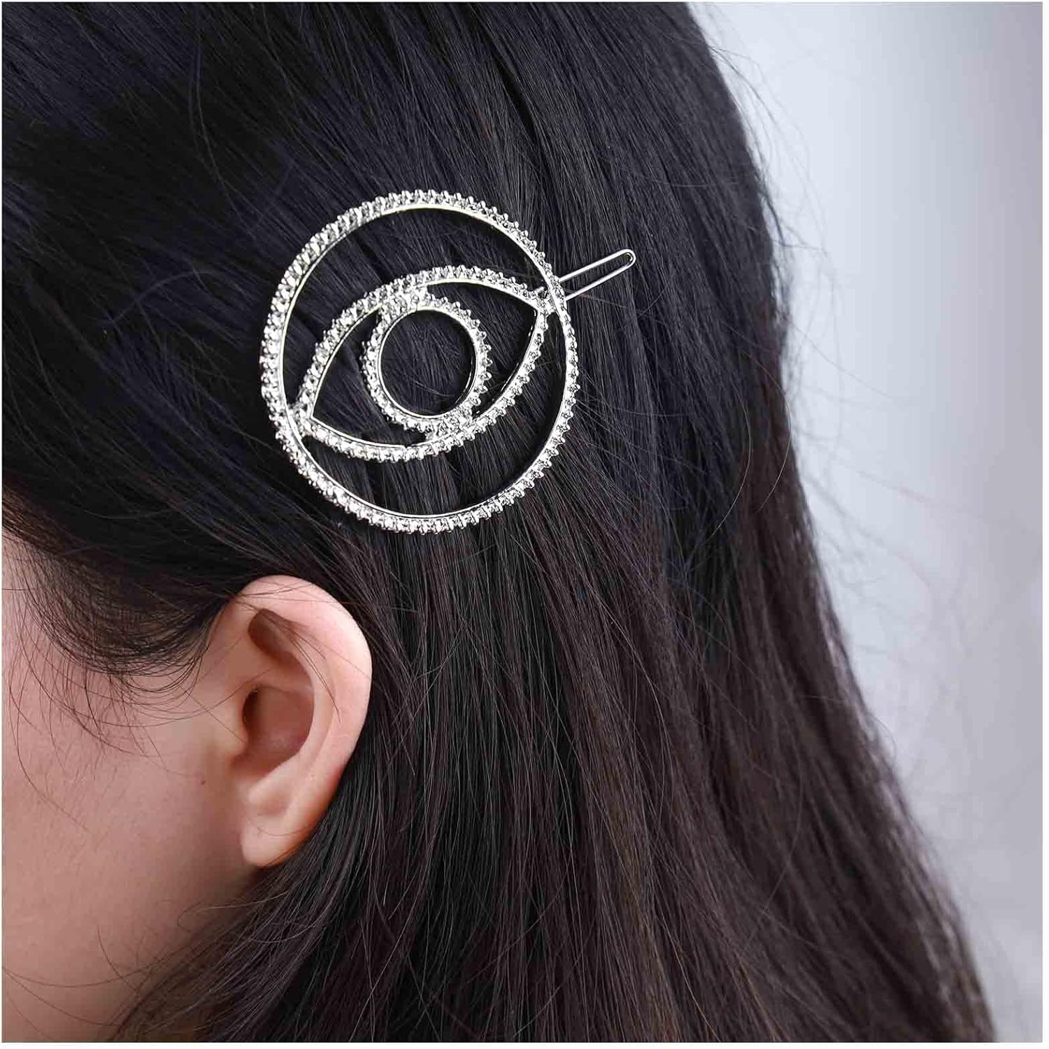 Yheakne Vintage Evil Eye Hair Clip Geometric Hair Clip Gold round Hair Clip Pin Hollow Eye Head Clip Decorative Headwear Hair Accessories for Women and Girls (Gold)