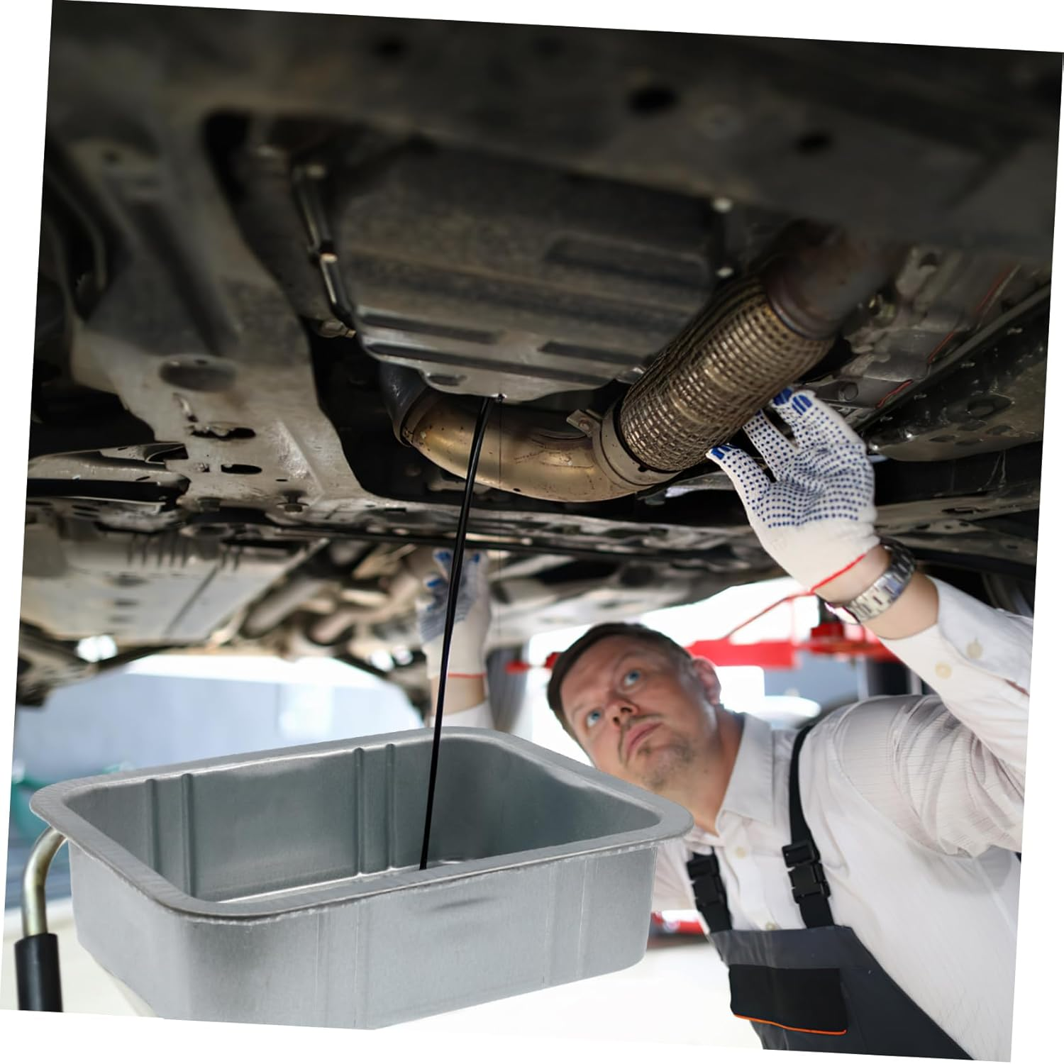 ULTECHNOVO Steel Oil Drain Pan Heavy-Duty Waste Oil Collector Tray for Automotive Fluid Changes Steel Design for Car Repair Shops and Home Use image number 4