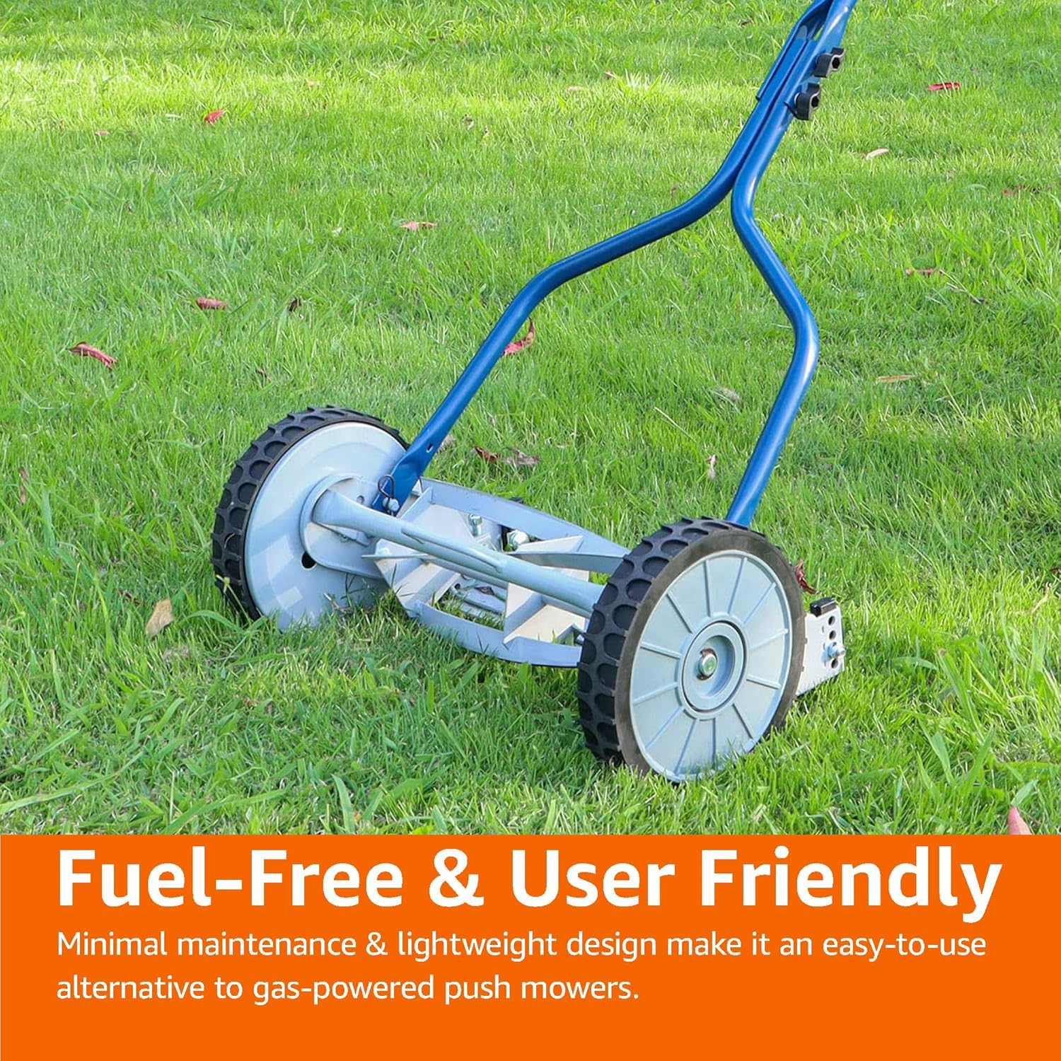 Amazon Basics 5.56 CM 4-Blade Push Reel Lawn Mower, Blue image number 1