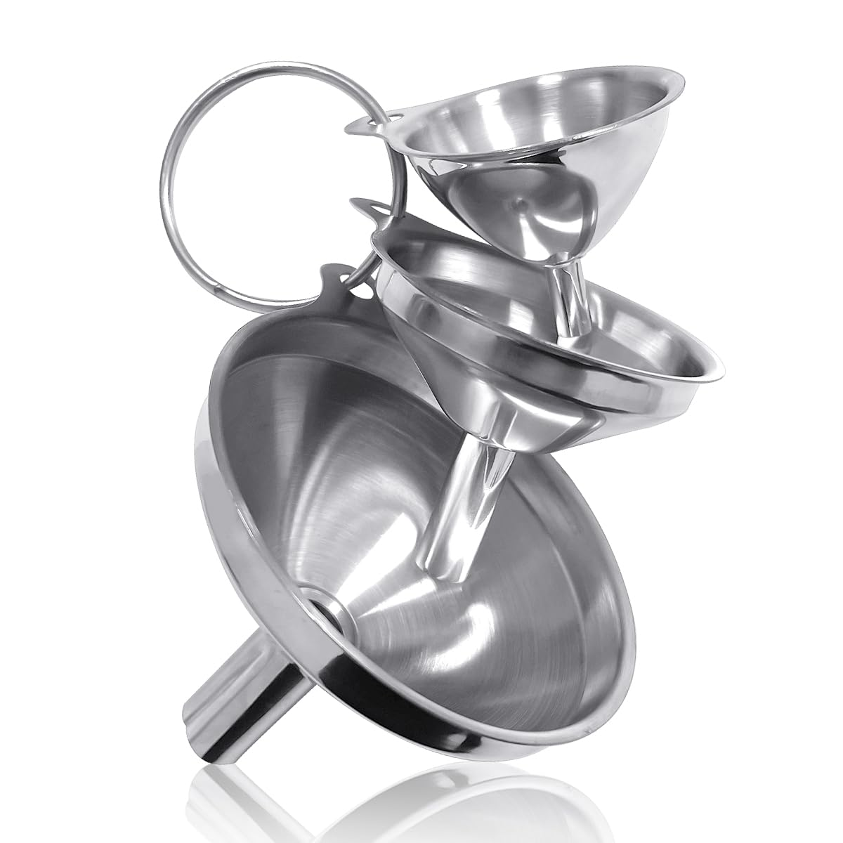 Metal Funnels, 3 PCS Small Stainless Steel Kitchen Funnels for Filling Bottles (3 Sizes) image number 1