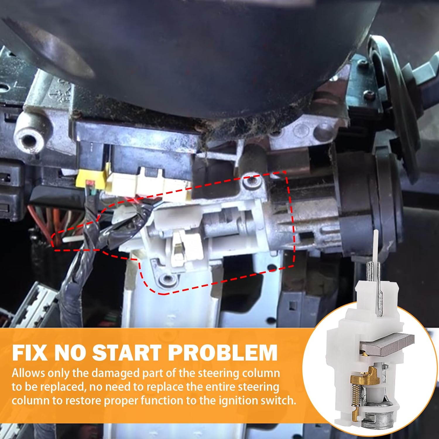 Ignition Switch Actuator Pin for 1997-2006 Jeep Wrangler, 2002-2007 Liberty, 1999-2004 Grand Cherokee, 1995-2005 Dodge Neon, Chrysler PT Cruiser Ignition Switch - Replaces 4690492AB, 4664099, 924-704