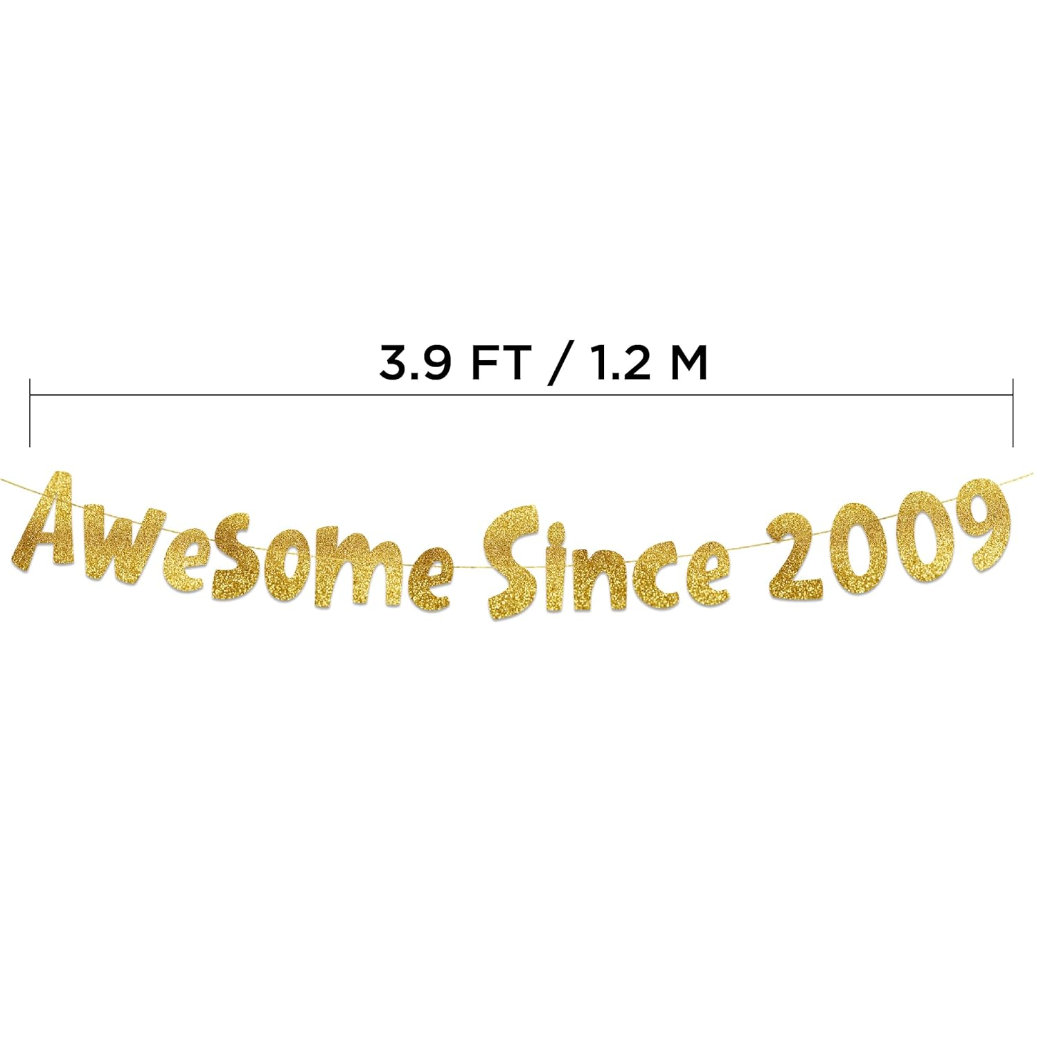 Awesome since 2009 Gold Glitter Banner - 16Th Birthday and Anniversary Party Decorations image number 2