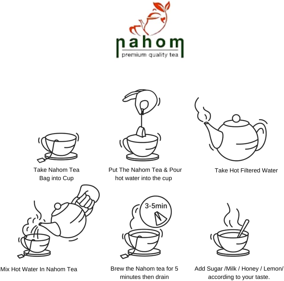 NAHOM Premium CTC Assam Black Tea & English Breakfast Tea | Strong, Full Bodied, Bold, Delicious| Perfect for Kombucha, Iced Tea & Irish Breakfast Tea - 3.53Oz | 100G - Pouch image number 6