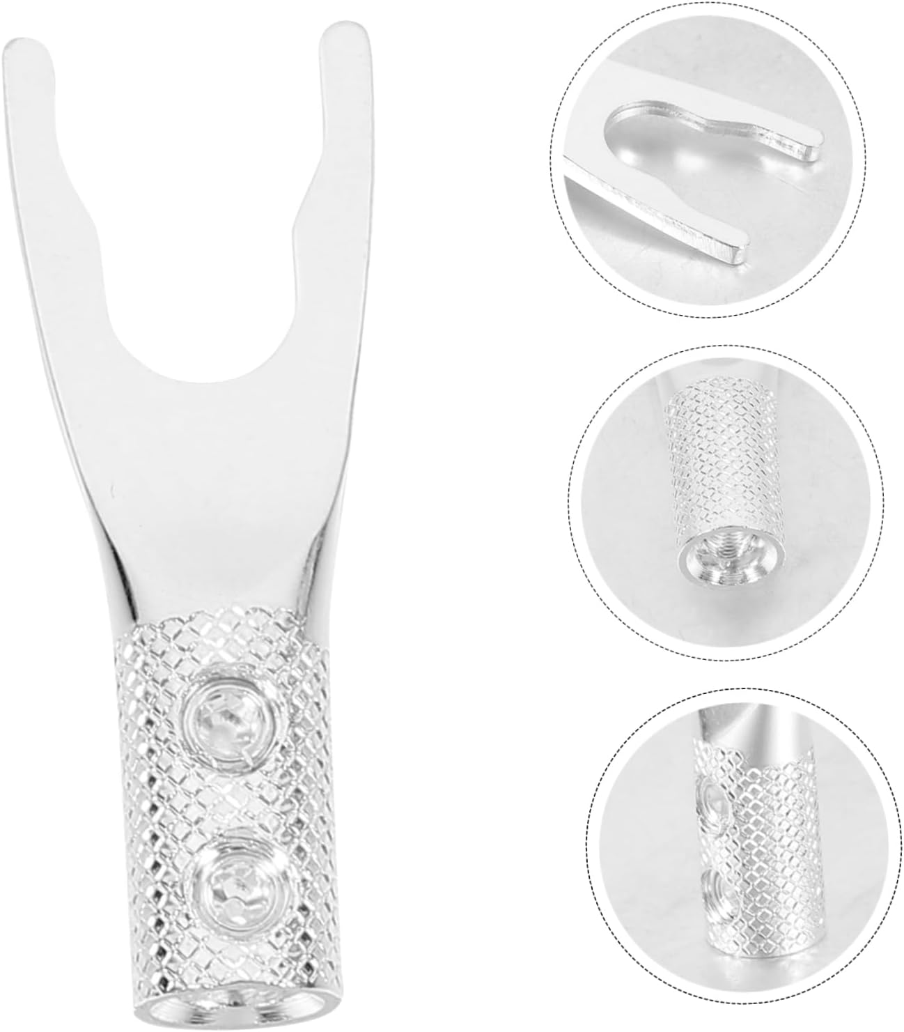 LIFKICH Silver-Plated Speaker Y Fork Plug U-Shaped Audio Connector Adapter for Amplifier and Speaker Cable Wiring, Compatible with Hi-Fi Stereo and Home Theatre Systems in Australia image number 3