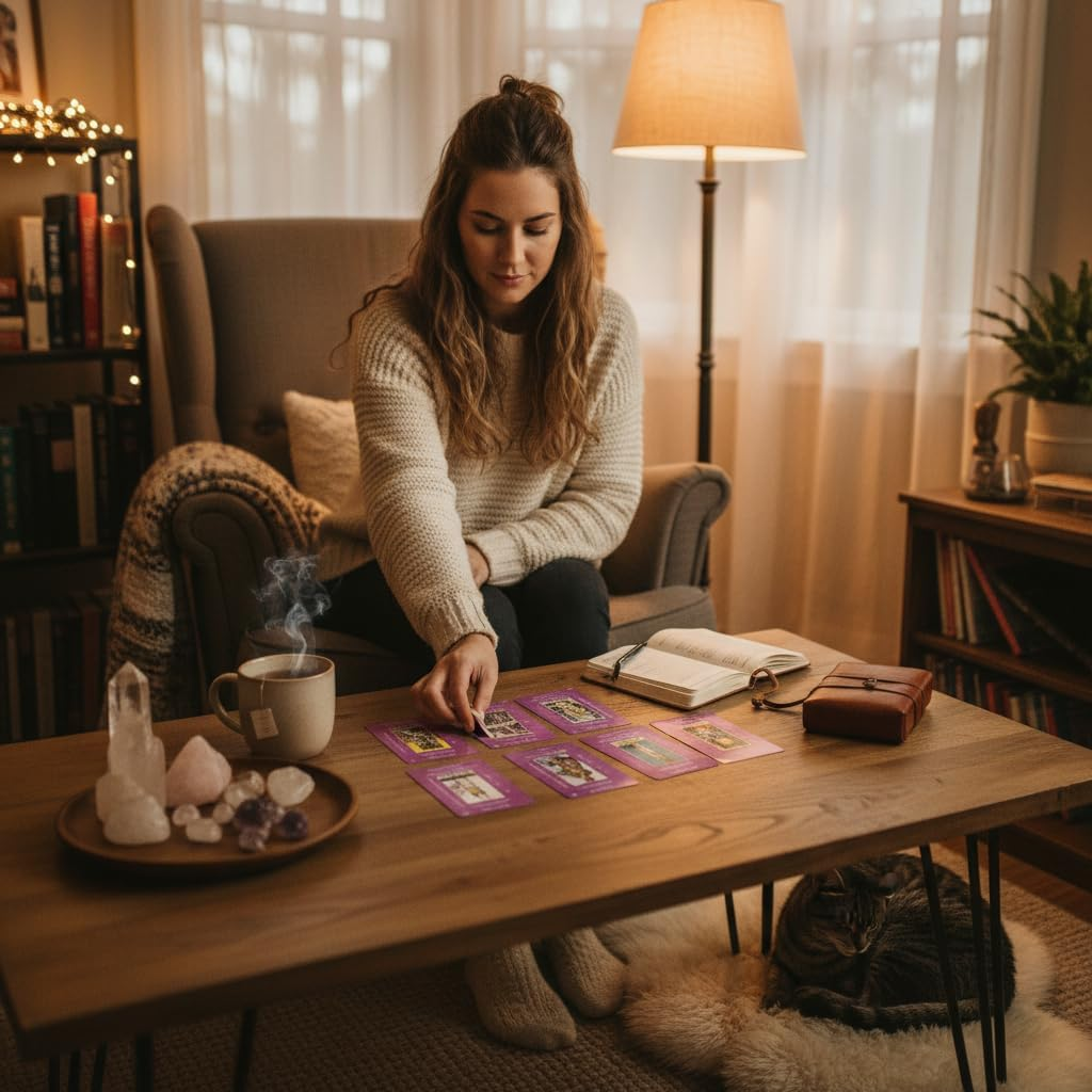 Tarot Cards with Guidebook & Pouch | 78 Cards | Purple & Pink Designs | Perfect for Beginners & Experienced Practitioners image number 4
