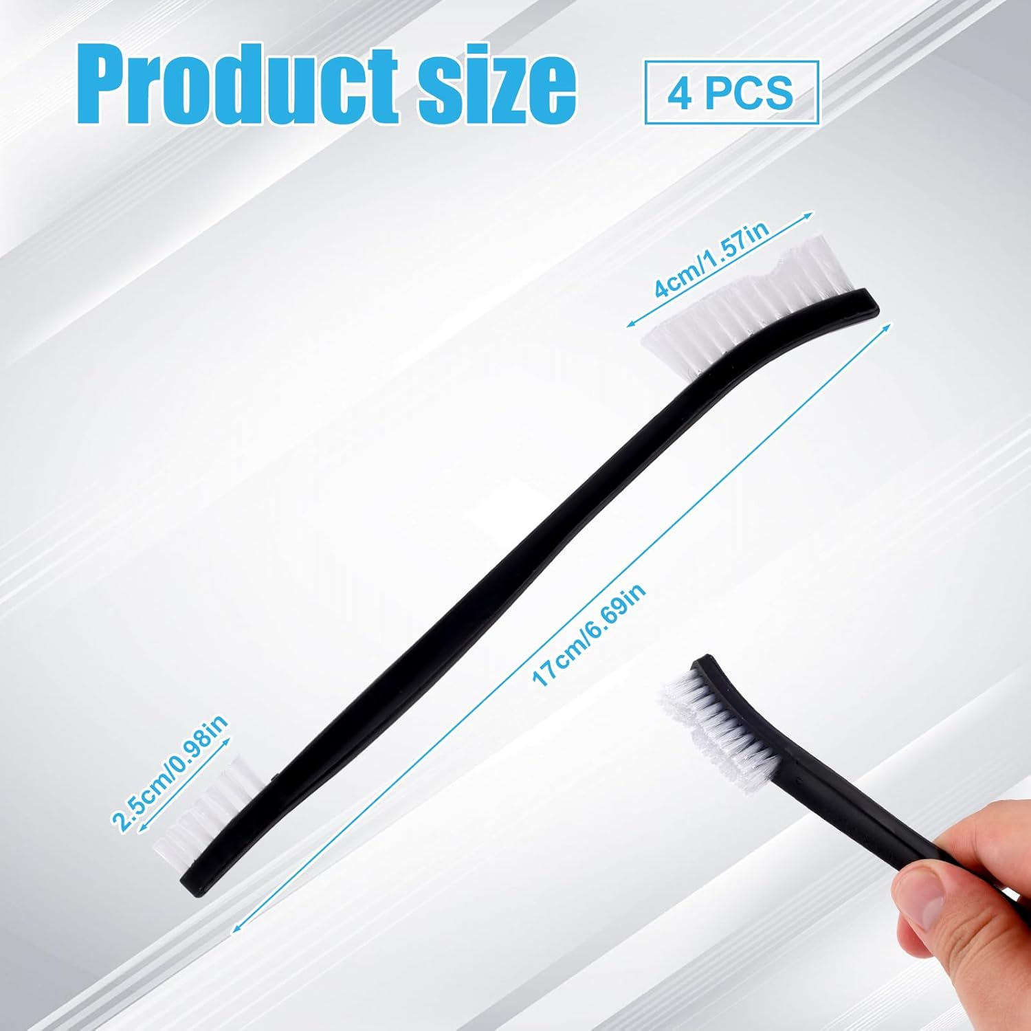 4Pcs Double Ended Nylon Cleaning Brushes, Multifunctional Small Cleaning Brush Durable Nylon Brushes for Cleaning Crevice Detailing Brushes for Jewelry Bicycle Car Shower Head image number 3