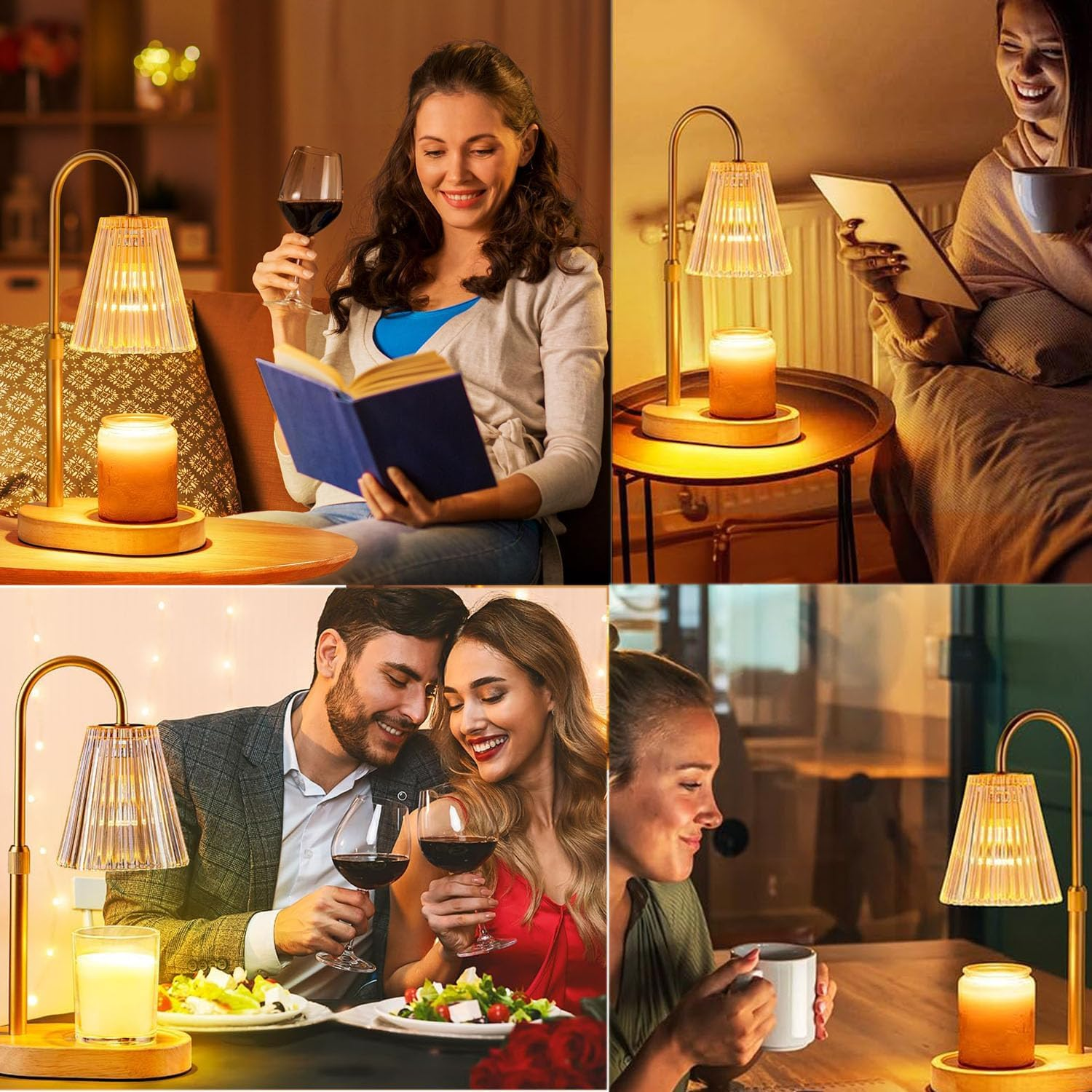 Candle Warmer Lamp with Timer and Dimmer,Adjustable Height Wax Melt Warmer with 2 Bulbs for Scented Jar Candles, Home Decor Gifts for Girl Friend Mom Sister Women, No Flame No Smoke Warming Light image number 2