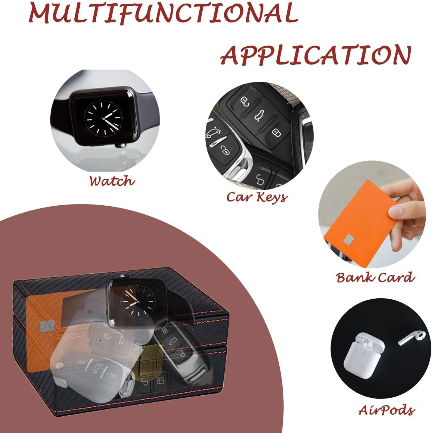 Car Key Signal Blocker Box, Large Anti-Theft RFID Key Box with 4~5 Car Keys Capacity for Car, 11.5X9X6.3Cm Premium Leather Wear-Resistant Signal Blocking Box for Car Keys (Black) image number 5