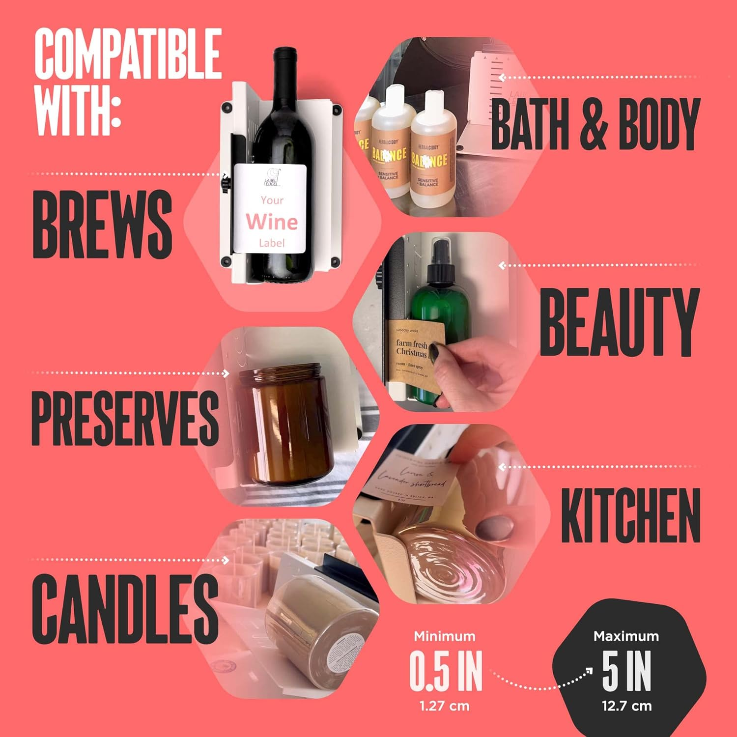 Label Ledge - Precise Label Applicator Bottle & Jar-Labeling Must-Have, Manual Labeling Machine for Bottle Labels Made by Label Makers, for Straight-Sided Vessels for Wine/Beer, Beauty Products & More image number 1