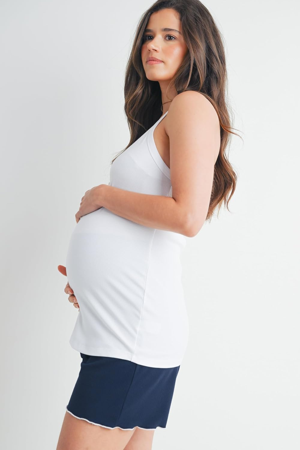 Laclef Women'S Sleeveless Racerback V Neck Ribbed Maternity Cami Tank Top