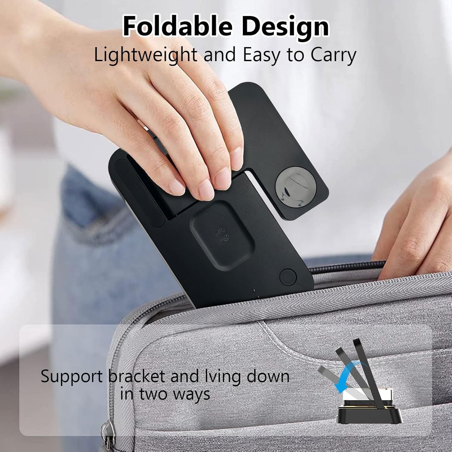 4-In-1 Magnetic Wireless Charger 15W Fast Charging for Apple Devices Iphone 17 16 15 14 13 Pro Max, Charging Station with Night Light for Apple Watch & Iwatch, Airpods Pro/4/3/2 (Black) image number 5