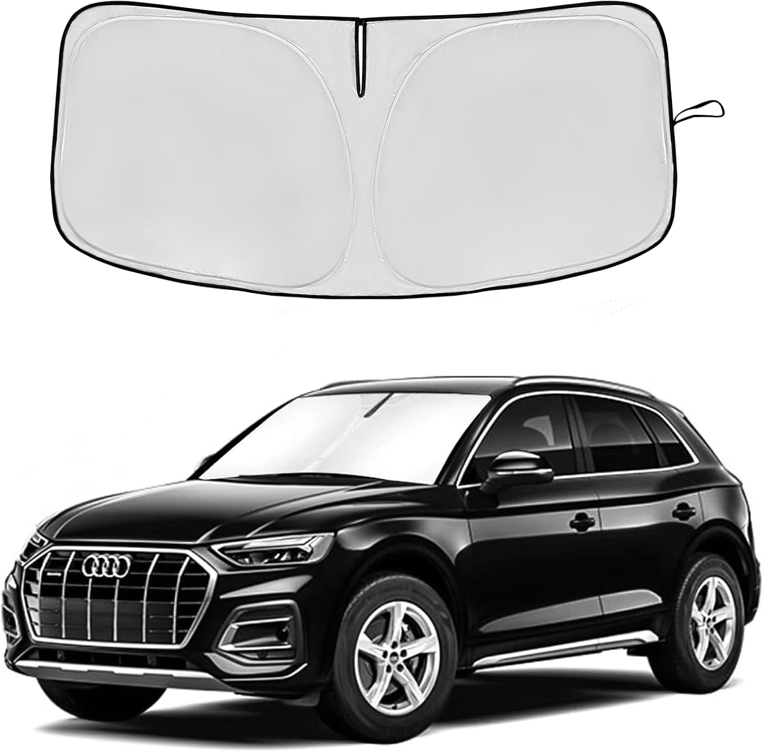 Windshield Sun Shade for Audi Q5 2018-2025 Double Layer 240T Front Window Shade Custom Fit Q5 SQ5 Premium, Premium Plus, Prestige Crossover SUV Sun Visor Foldable Shade Blocks UV Rays Accessories image number 1