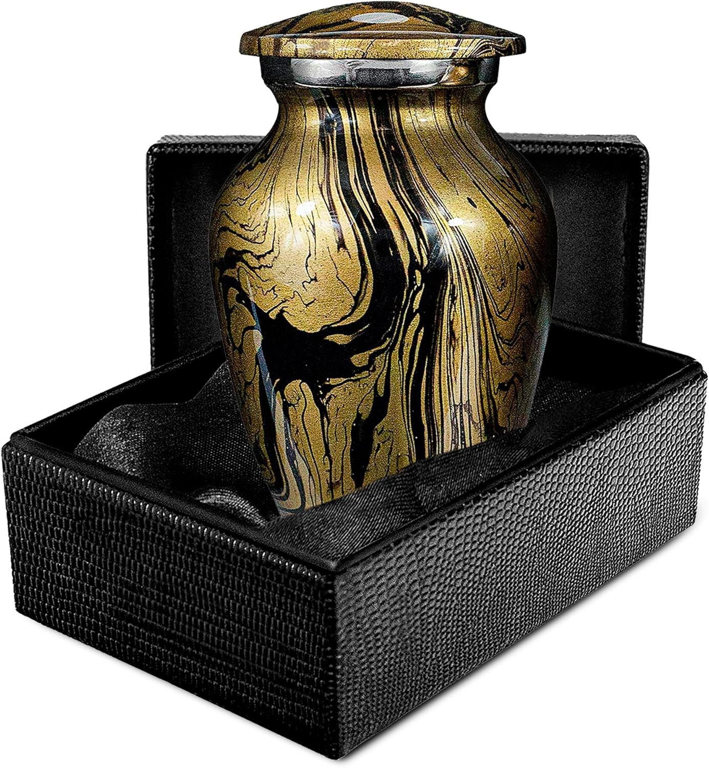 Desert Sands Beautiful Small Mini Keepsake Urn for Human Ashes - Qnty 1 - with a Lovely Gold and Black Finish That Will Bring You Comfort and Peace - with Velvet Case image number 6