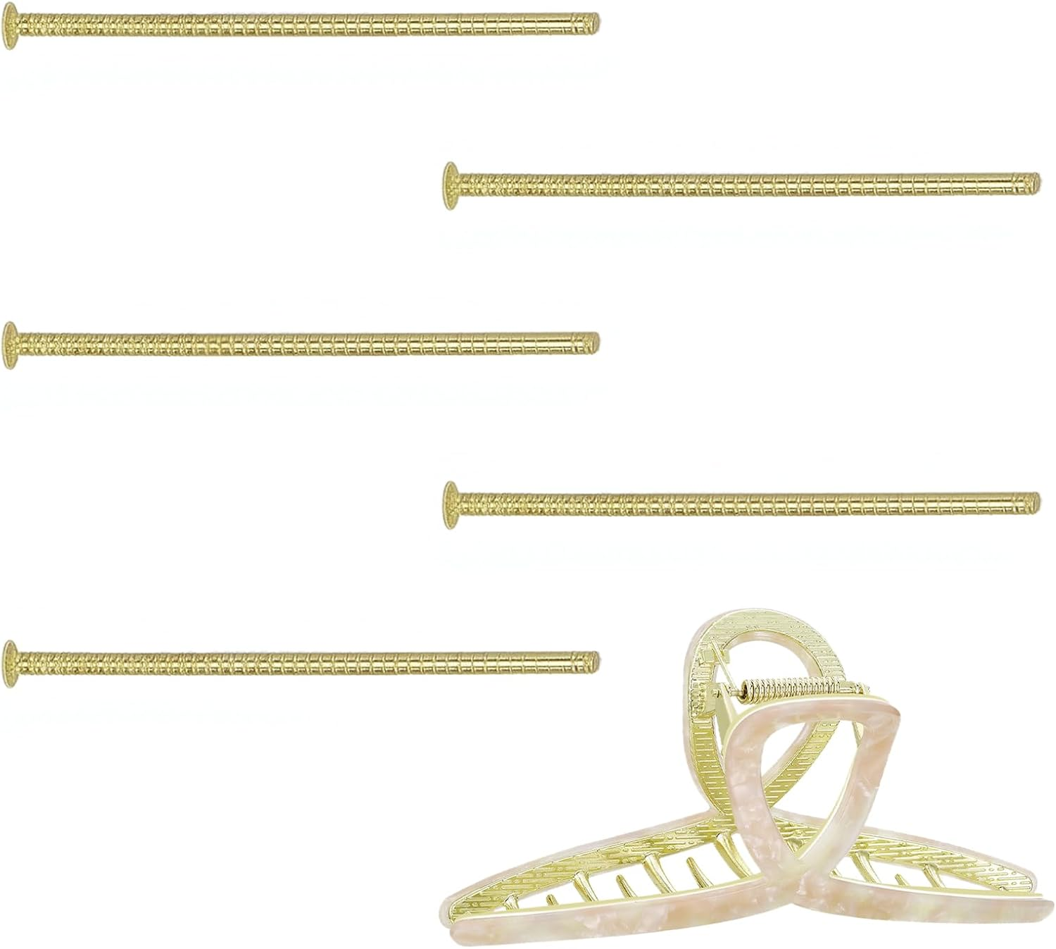 NICENEEDED Pack of 5 Central Axle Bars for Hair Clip Spring Replacement 25 Mm Golden Central Axis for Repair Parts of Square and Rectangular Butterfly Jaw Clamps image number 3