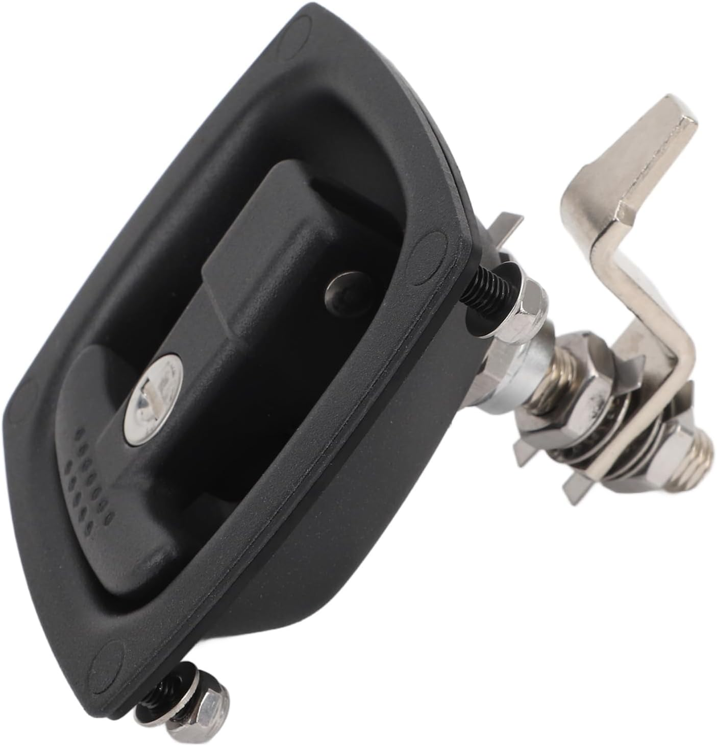 T Handle Latch for RV, Zinc Alloy Construction, Compression Lock Design, Proof Water Outdoor Lock, Matte Surface Treatment, Black, Fits for RV Trailer image number 2