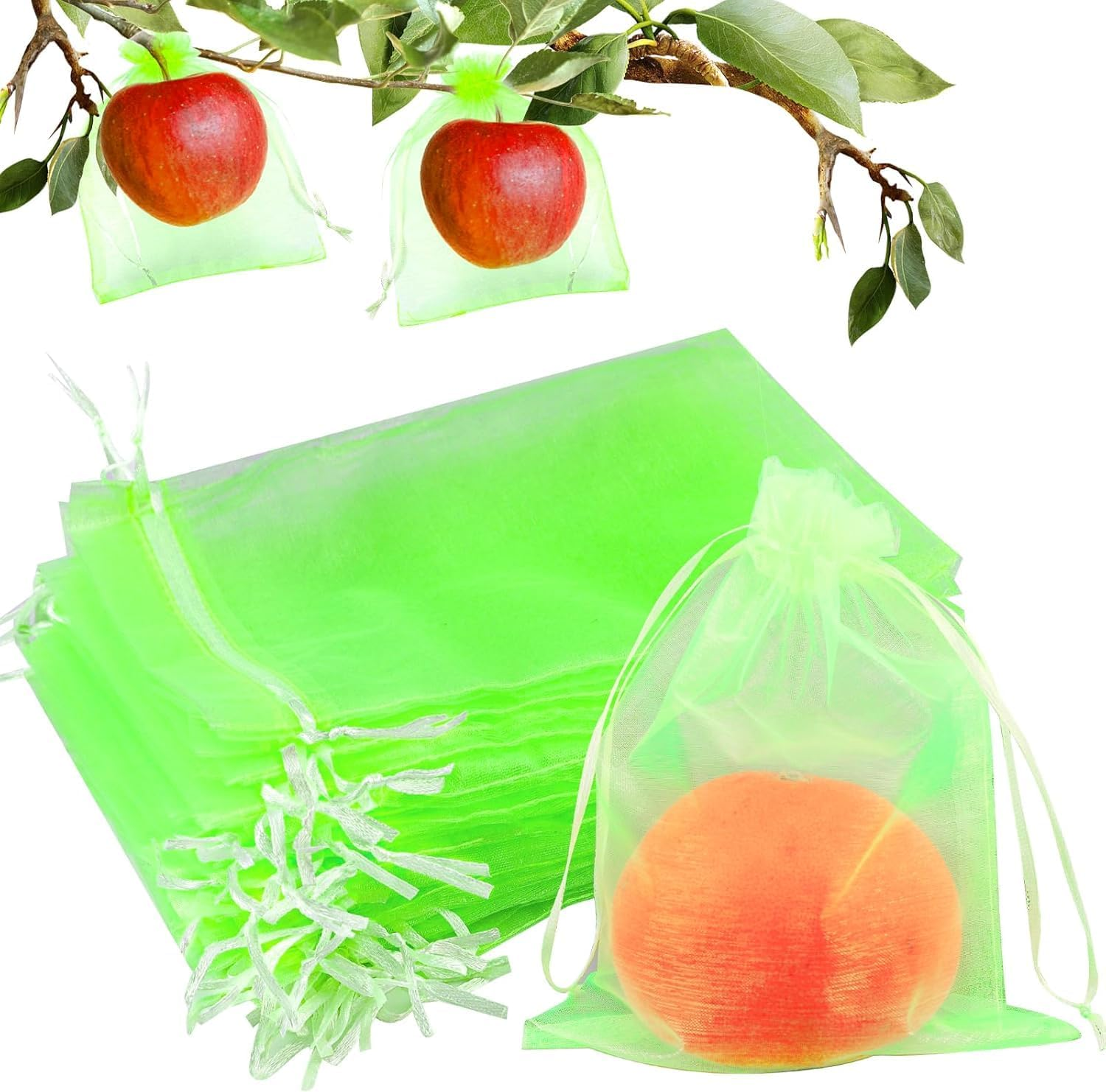 50Pcs Fruit Protect Bags, Reusable Mesh Garden Netting Protection Bag for Plants Vegetables for Plant/Fruit/Flower (White, 6 * 8Inch)