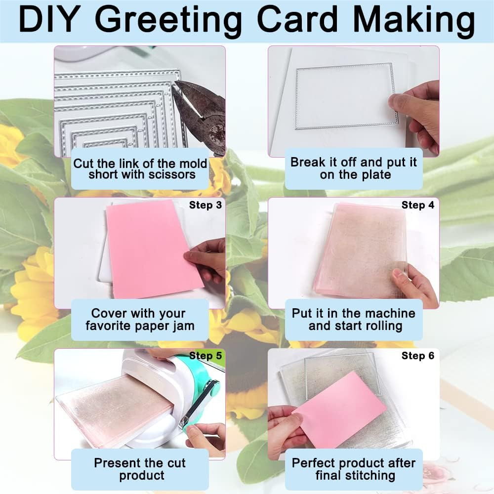 6 Pcs Cutting Dies Stencil Metal Set, SENHAI Different Shapes Dies Cuts Polygon Embossing Tools for Card Making Supplies Album Scrapbooking image number 3