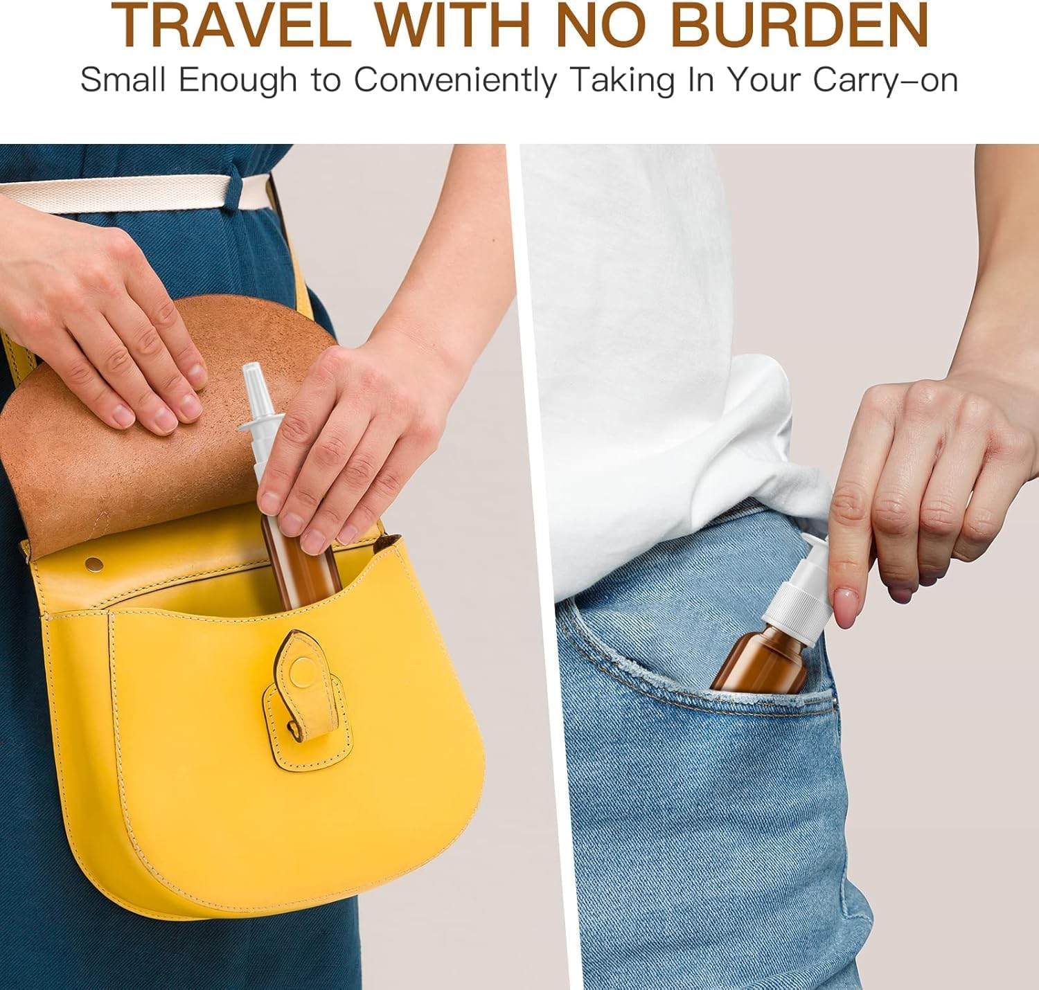 SOVYOULIVE Nasal Spray Bottle, 3 Pcs 30Ml/1Oz Glass Amber Empty Nose Spray Bottle, Small Refillable Nasal Sprayer with Funnels and Labels image number 2