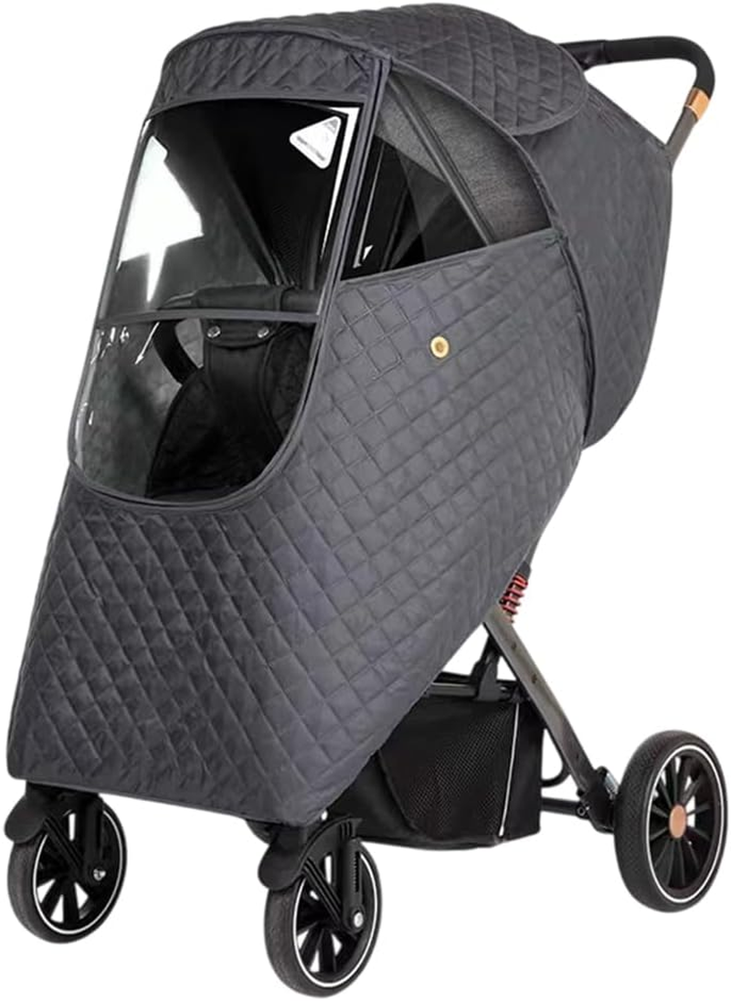 AIMALL Universal Baby Stroller Rain Cover with Zipper Door, Breathable Quilted Windshield, Thermal Insulated Waterproof Weather Shield for Umbrella Strollers image number 2