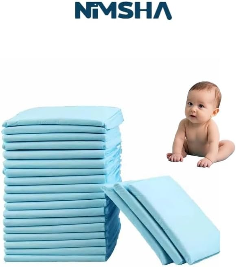 NIMSHA Disposable Changing Pads (Pack of 100) &ndash; Super Absorbent Baby Diaper Changing Pads, Leak-Proof & Breathable Bed Liners for Potty Training, Travel & Bed Protection, 43X33 Cm image number 2
