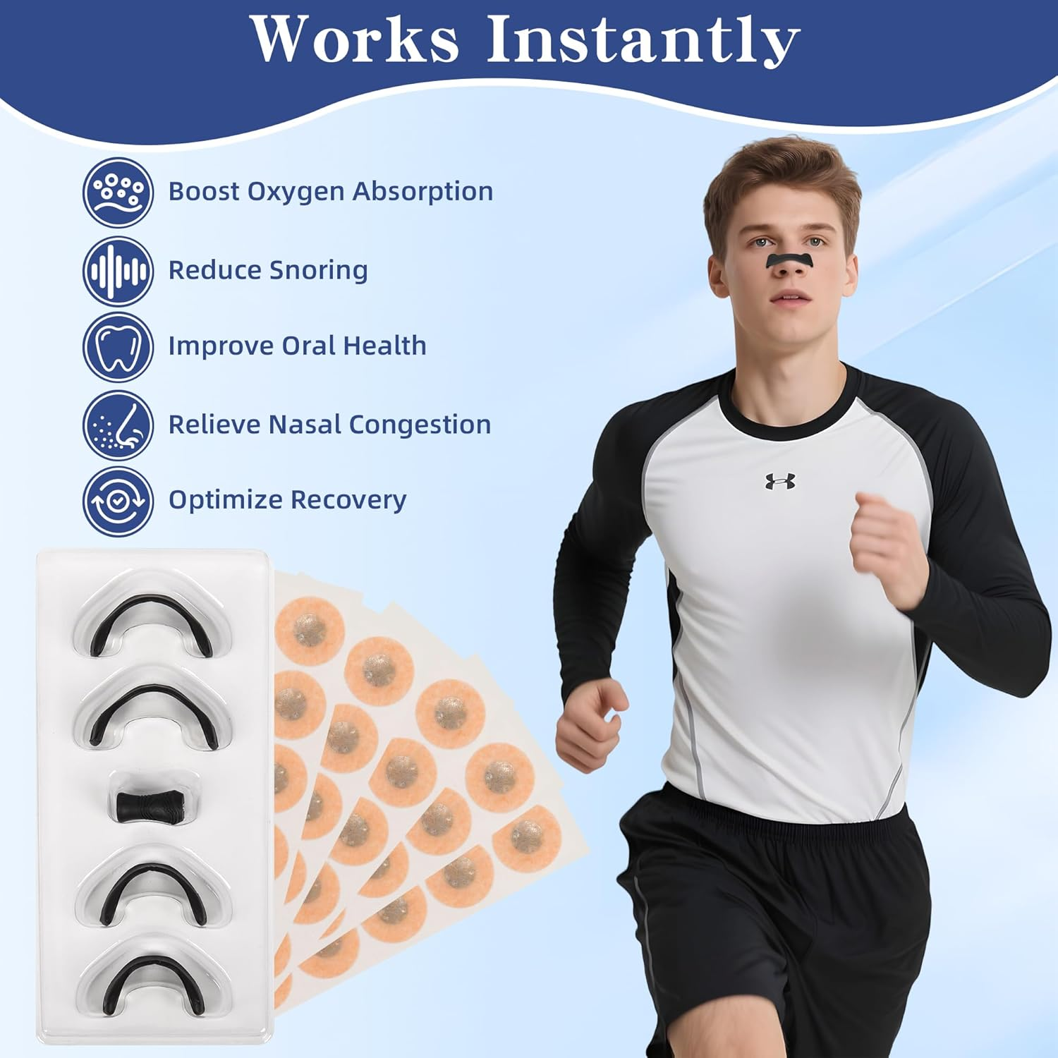 Globalshop Magnetic Breathing Nasal Strip (30 Pairs) - Skin Safe,Reduce Snoring,Improve Sleep Quality,Anti-Snoring Equipment for Home, Travel, Helps Long-Lasting Stop Snoring image number 6