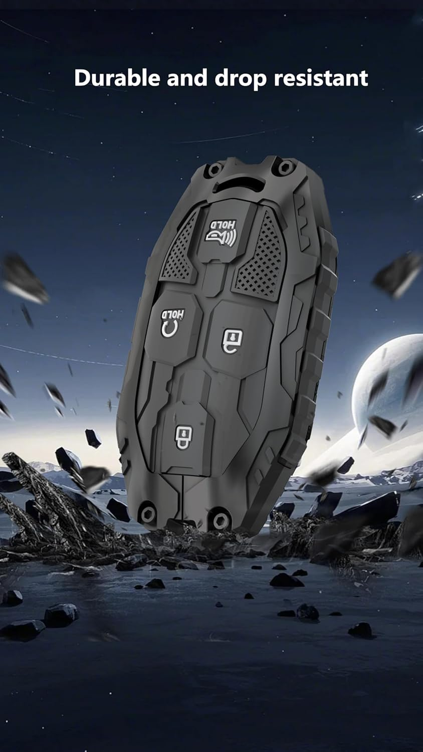 TALKMOON Key Fob Cover for Hyundai 7 Buttons Key Case,Heavy Key Shell Protector Accessories for Hyundai Sonata Santa Fe Tucson KONA Grandeur Ioniq 6 Key Fob (Model-B-Black) image number 4